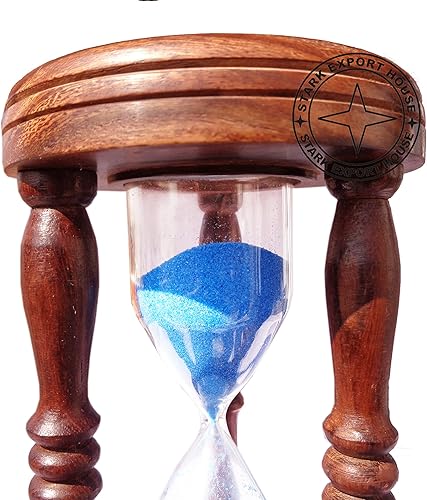 Miniatura 6 de Reloj de cristal de arena de madera y latón con temporizador de arena, 7 pulgadas, ideal para regalo