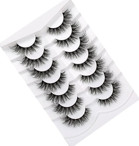 Miniatura 532 de Pooplunch Pestañas postizas de pelo de visón sintético, estilo de ojo de gato, paquete de pestañas postizas naturales esponjosas, paquete múltiple
