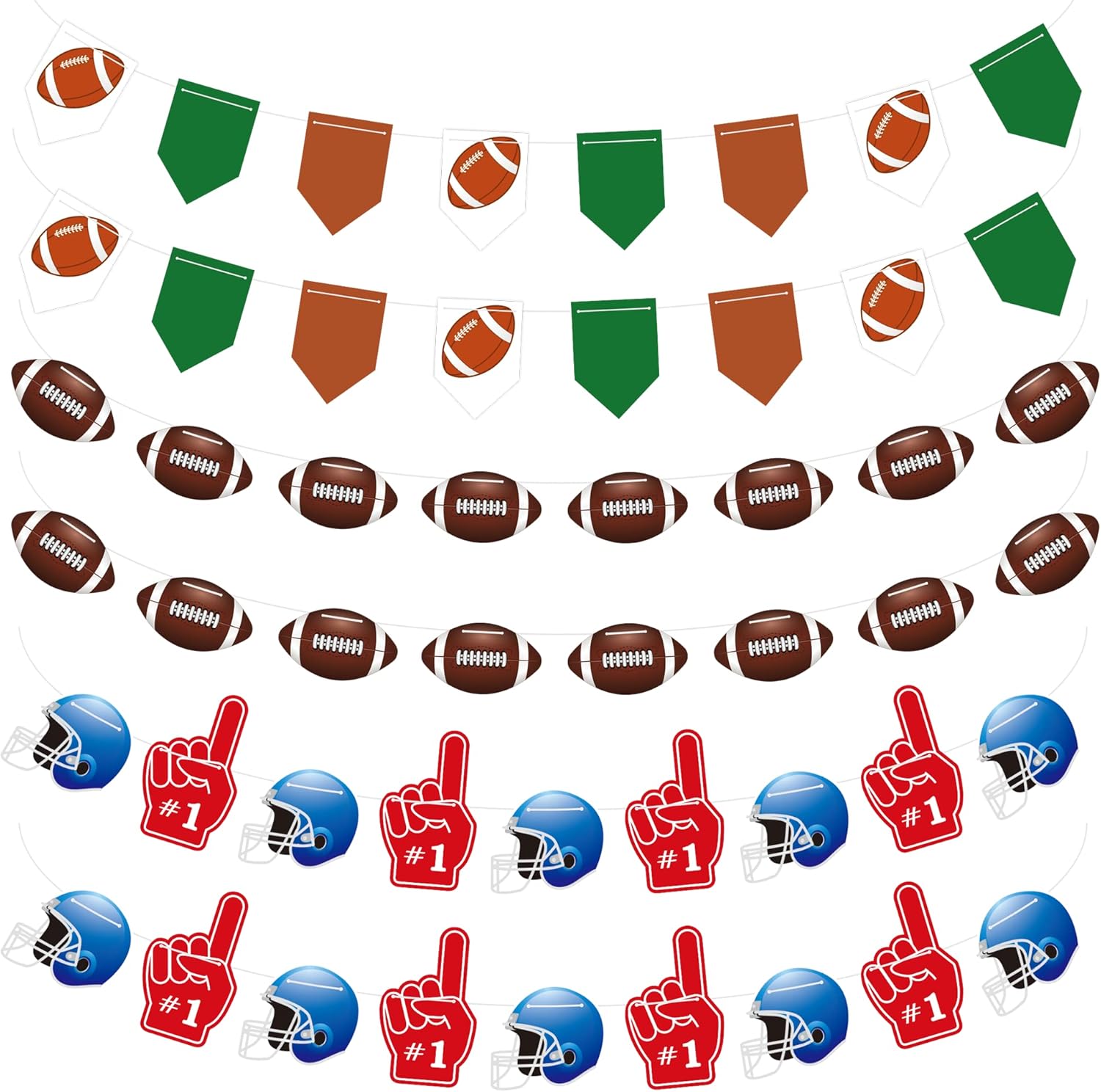 6PC Football Party Decorations Football Banner