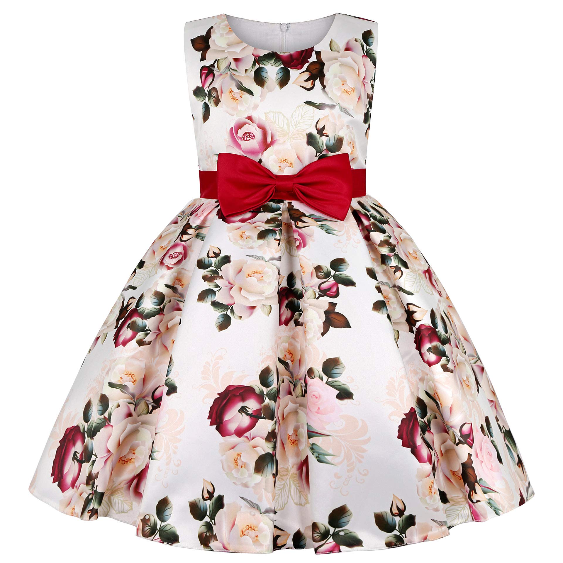 JerrisApparel Vestido Sin Mangas Flores para Niñas Boda Ceremonia Fiesta