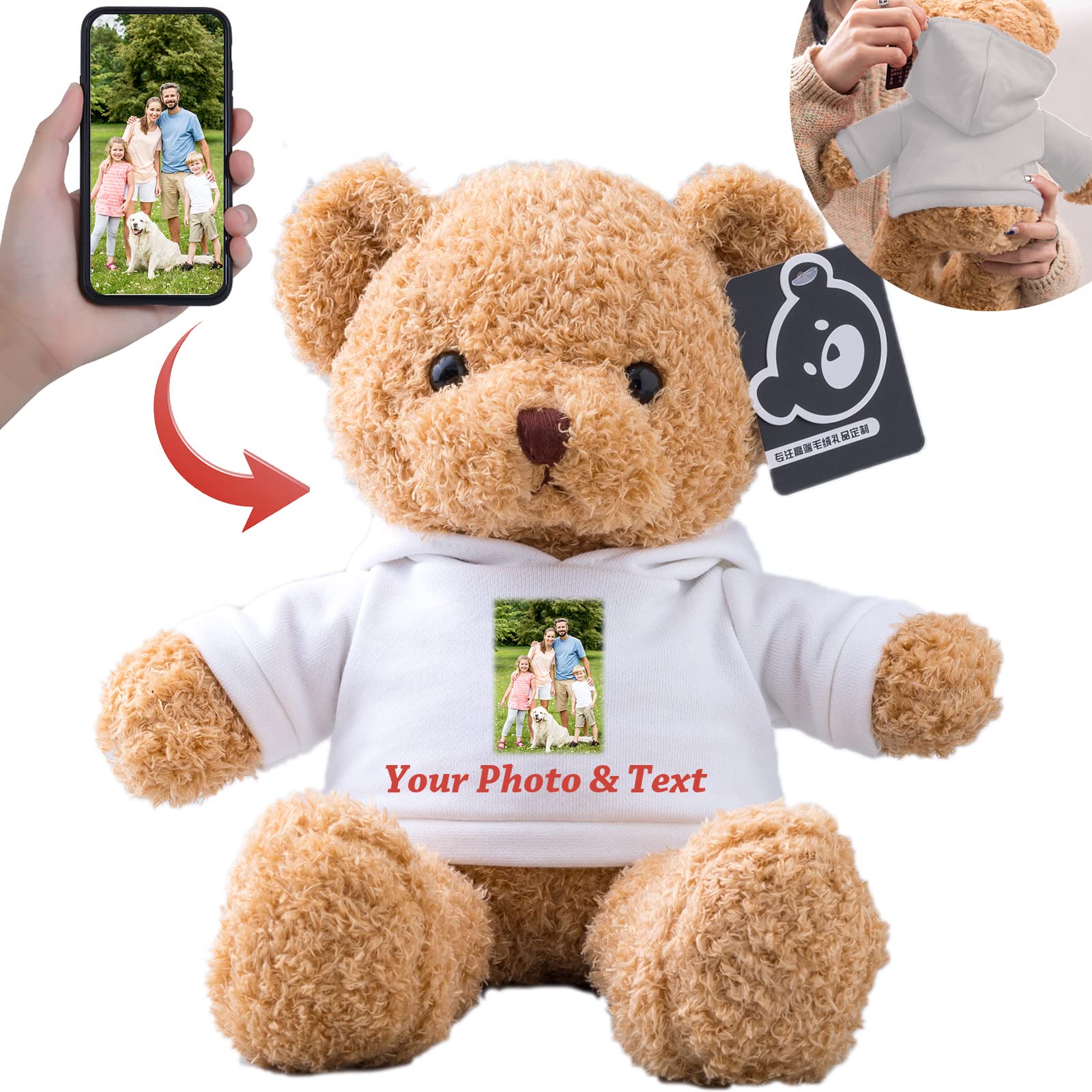 Nounours Saint Valentin Personnalisé 30cm Avec Texte Et Photo - Cadeau Unique Amour