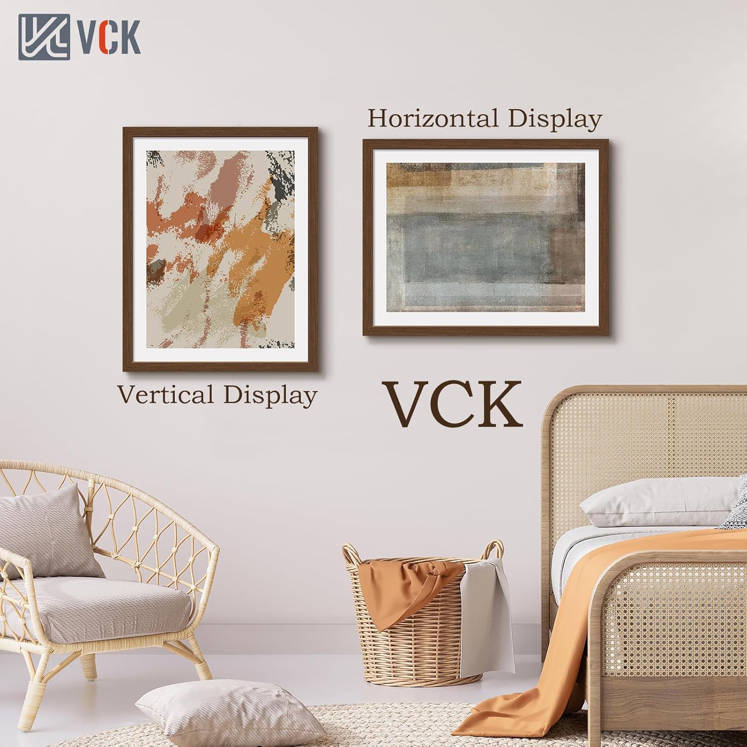 VCK 22x28 Picture Frame 5 Pack, Brown Wood Poster Frame with Exclusive Wood Grain, Wall Hanging