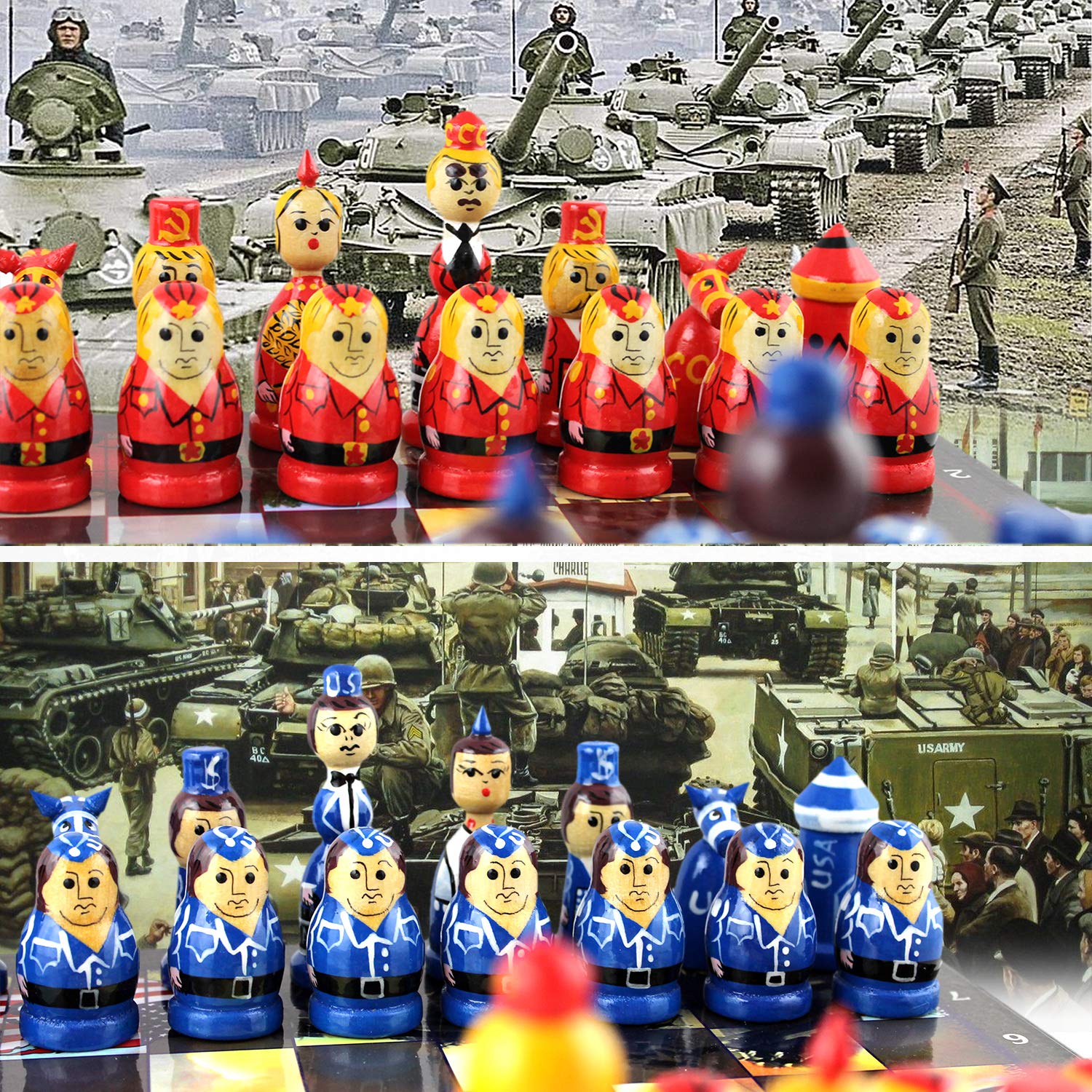 Amazon.co.jp: 冷戦お土産木製チェスセット 手彫りのチェス