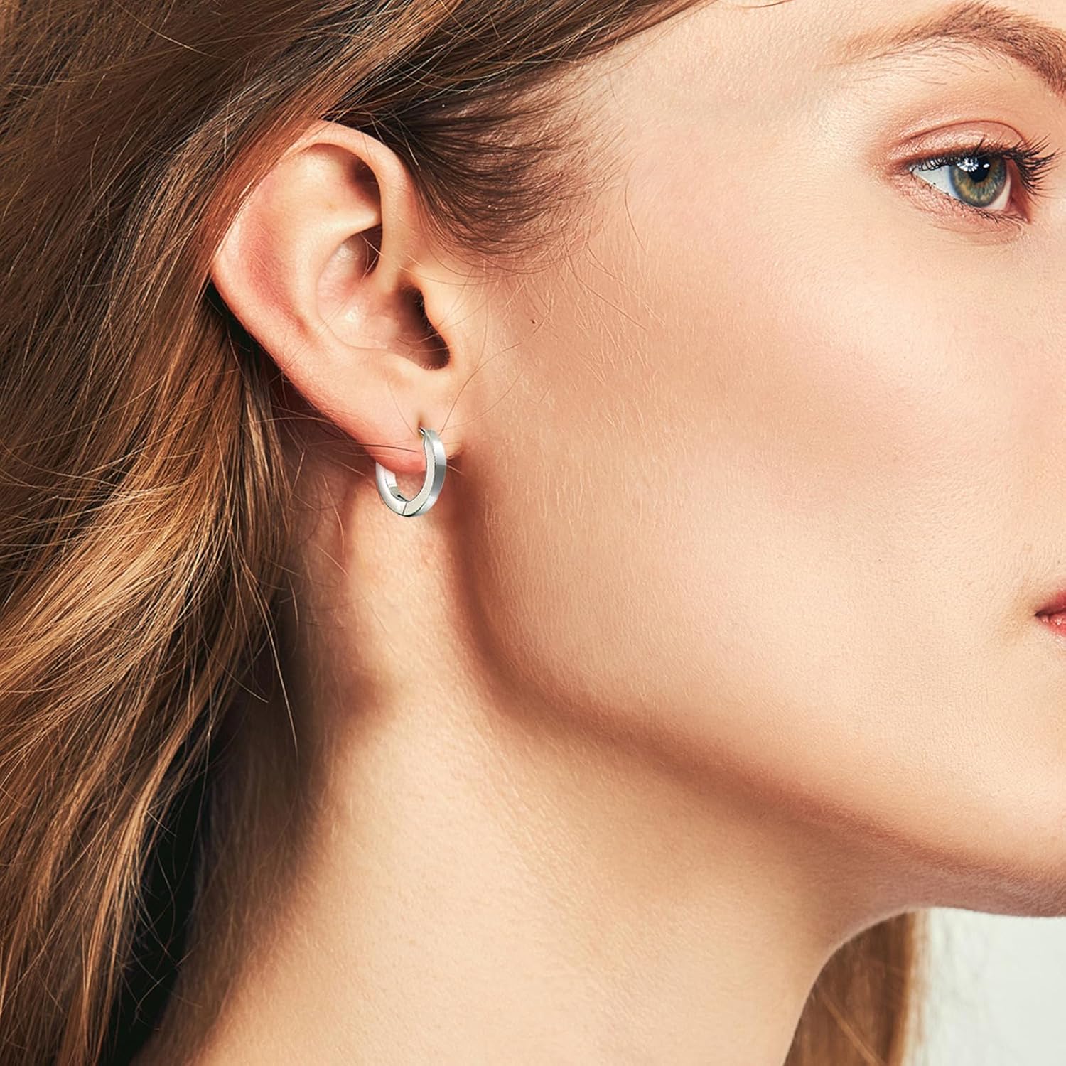 Pure Titanium Silver Round Hoop Huggie Earrings 2mm*14mm - Image 3