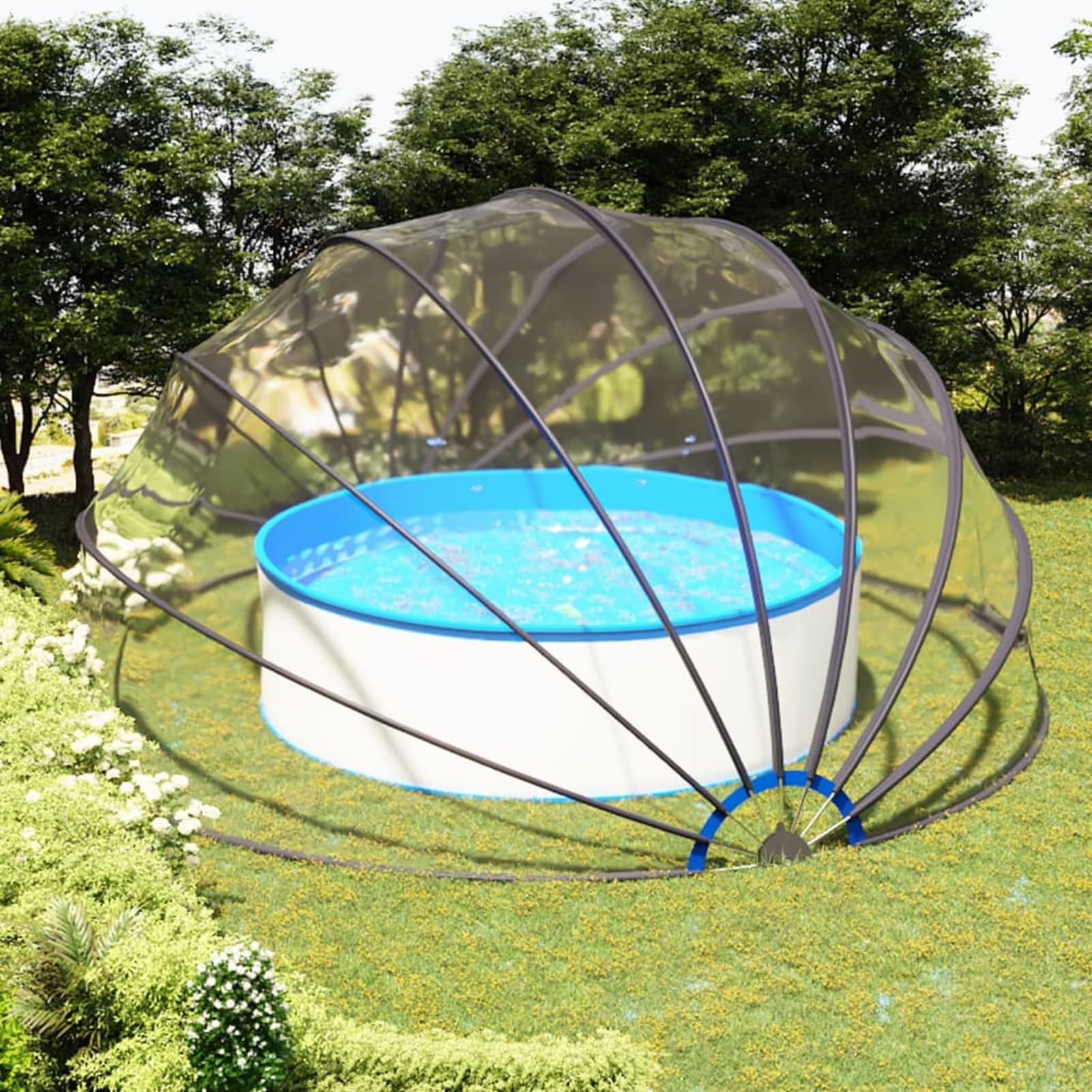 SECOLI Cubierta de piscina cúpula para piscinas elevadas, cubierta redonda para piscina, 559 x 275 cm - 559 x 275 cm