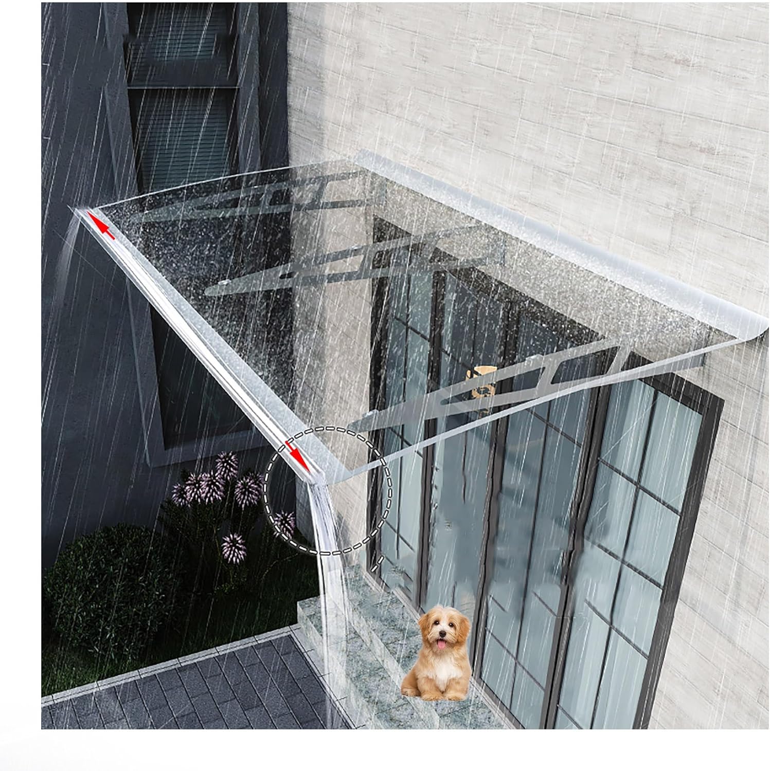 Awnings for Patio, Front Door Canopy Outdoor Awning, Window Door Awning Canopy, Garden Canopy Patio Porch Awning, Wall-Mounted Awning for Windows, Polycarbonate Door Window Awnings(80x120cm/31x47in)