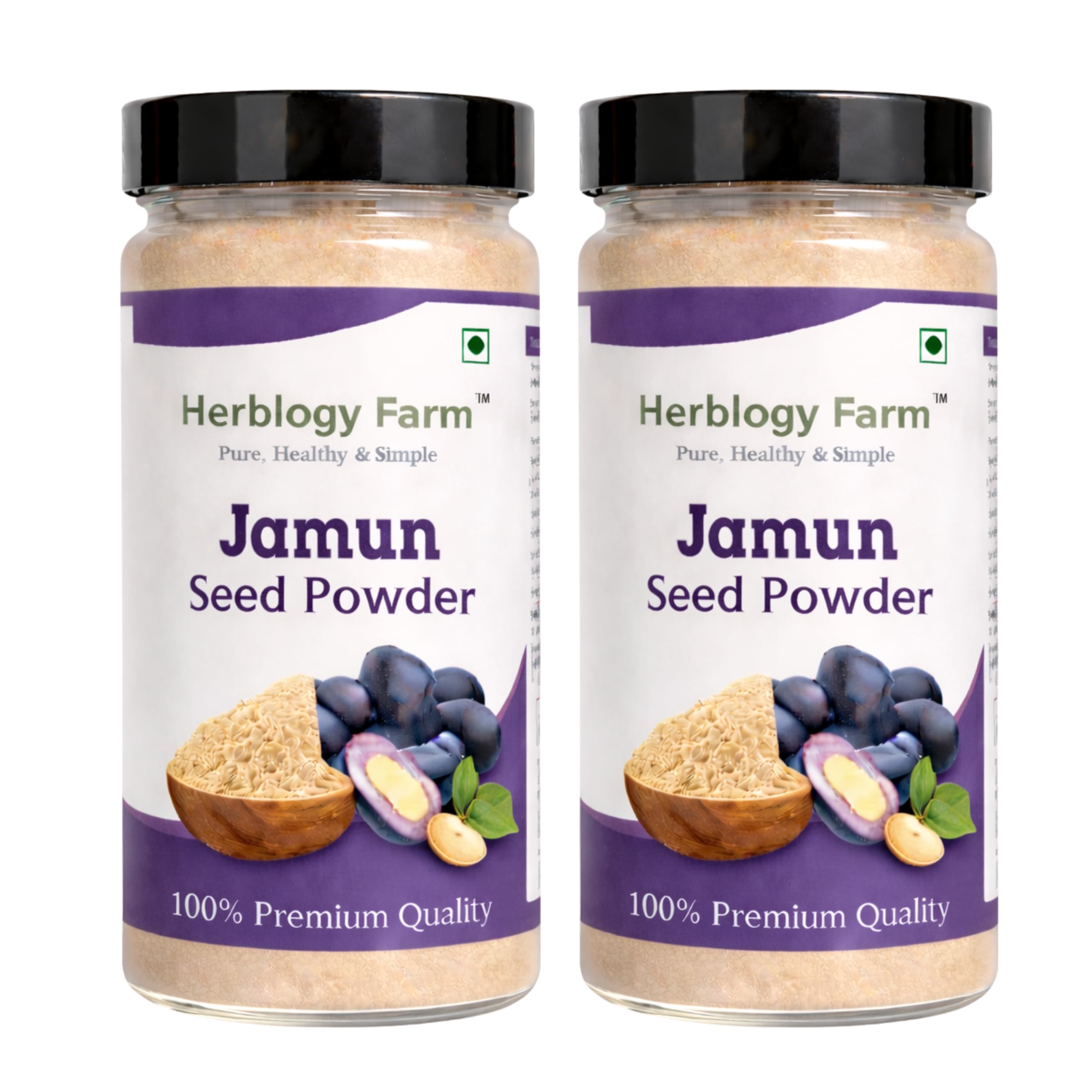 Jamun Seed Powder Pack of 2 (200g x 2 | 400g Total) | Ayurvedic Beej Churna for Sugar Control & Diabetes Support | Herbal Detox, Digestion, Weight Loss & Immunity Booster (5)