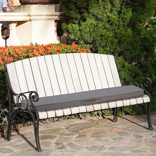 Miniatura 5 de FUNHOME Cojín de banco para exteriores de 42 x 18 x 3 pulgadas, resistente al agua, portátil, cojín para columpio de porche con asa y lazos,