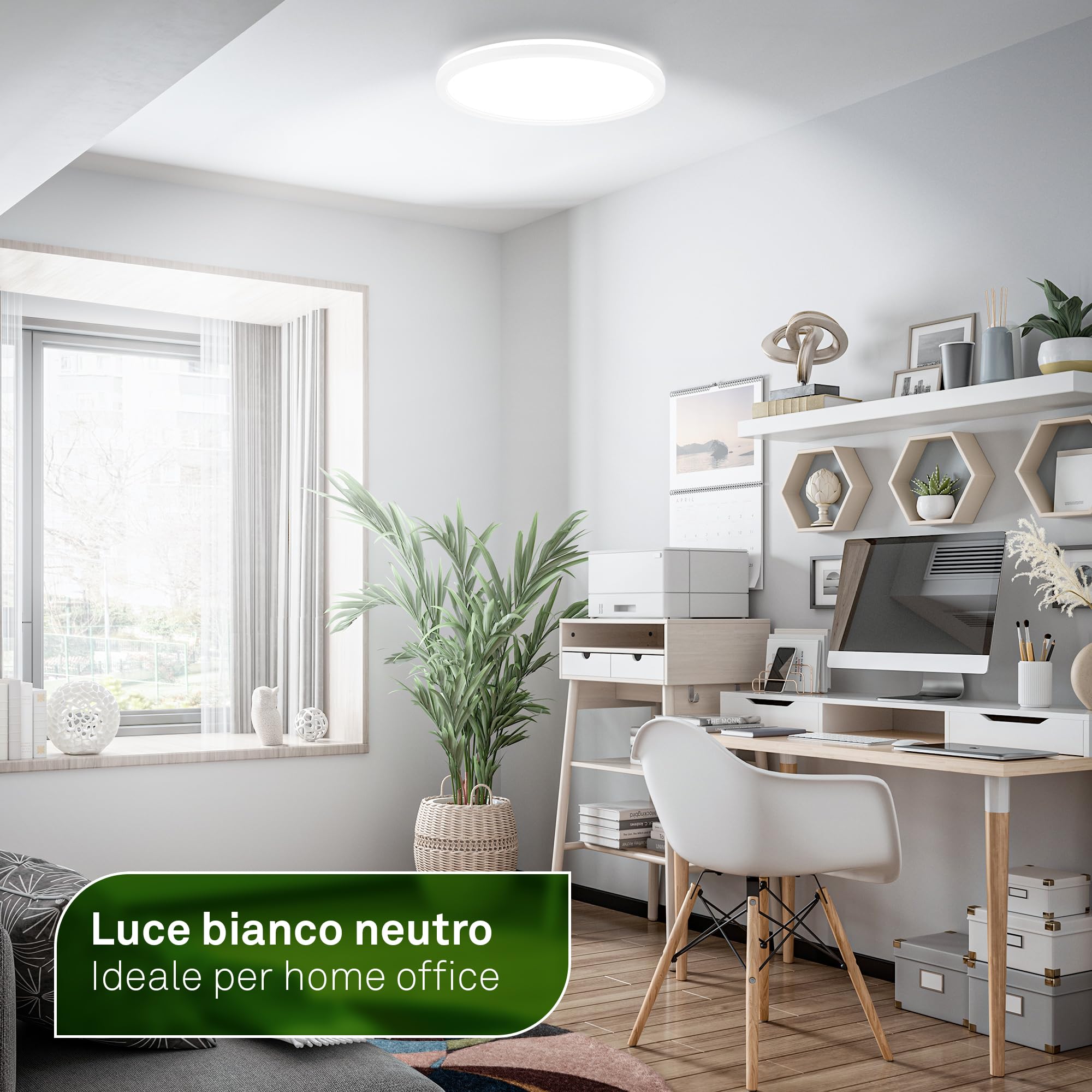 BRILONER - Lampada soffitto LED, CEE A sorgente luminosa, 11,4 W 2400 lm, design ultrasottile, luce indiretta, pannello luminoso moderno, illuminazione soggiorno, cucina, camera, 29,3x2,5 cm, bianco
