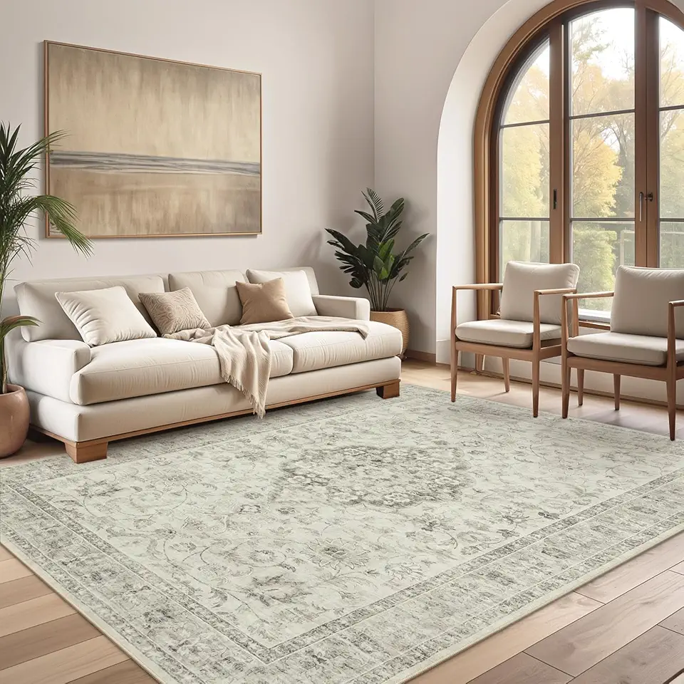 LIVEBOX Tapete lavável 12 x 18 cm para sala de estar, quarto, antiderrapante boho para sala de jantar, escritório, tapetes macios de fazenda de pelo baixo para crianças, berçário, sala de jogos