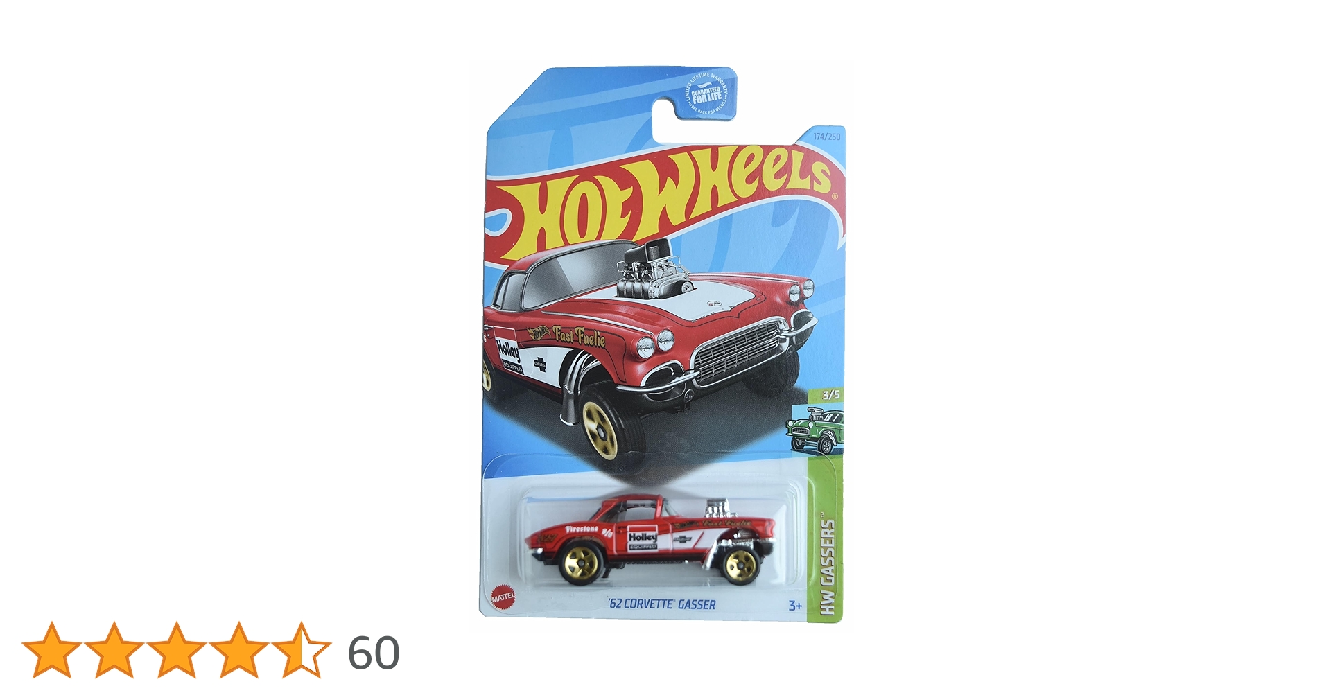 Amazon | Hot Wheels '62 Corvette Gasser, HW Gassers 3/5 [red] 174