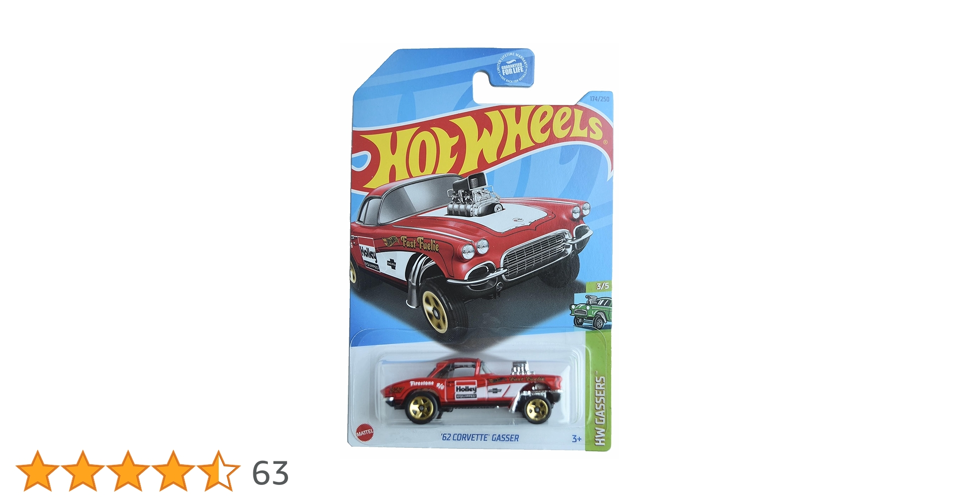 Amazon | Hot Wheels '62 Corvette Gasser, HW Gassers 3/5 [red] 174