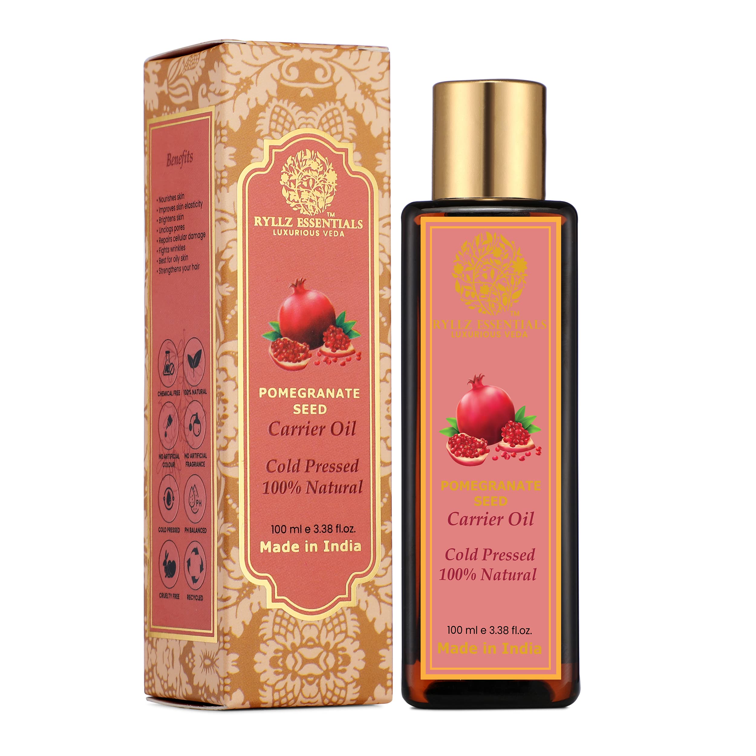 RYLLZ ESSENTIALS Pomegranate Carrier Oil | For Hair care, Wrinkles, Fine Lines, Scars, Stretch Marks, Under Eyes, and Curly Hair | 100% Pure & Natural | cold-pressed & Extra Virgin Oil | 100ml-image-24