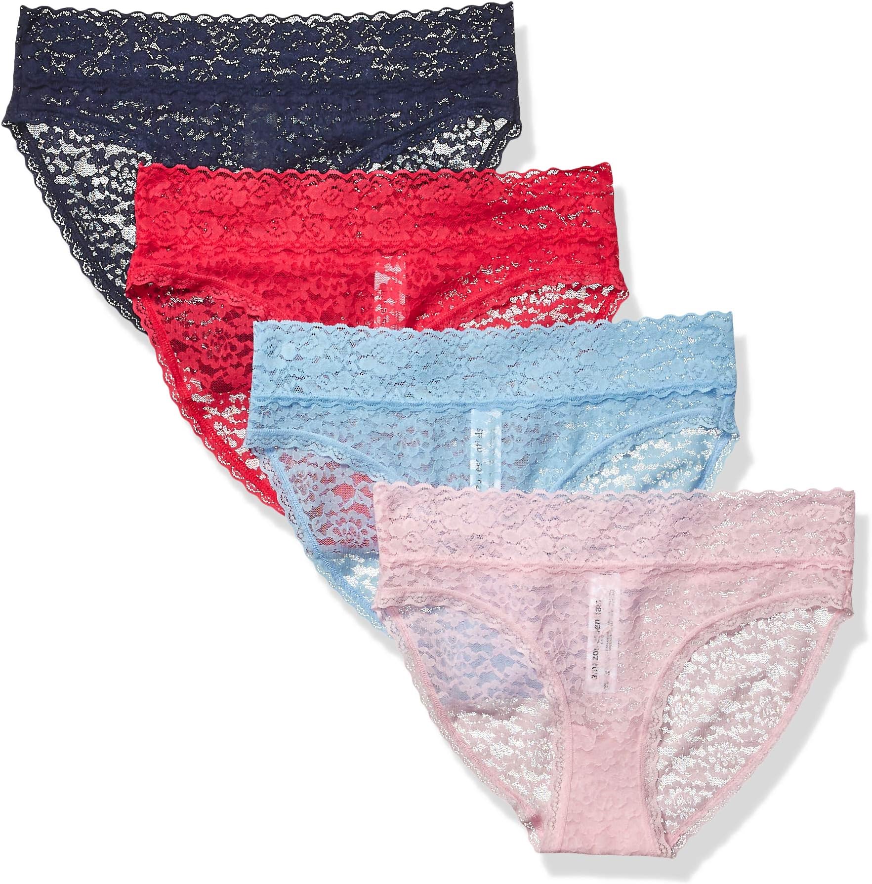 Amazon Essentials Women's Lace Stretch Bikini Brief Underwear, Pack of 4