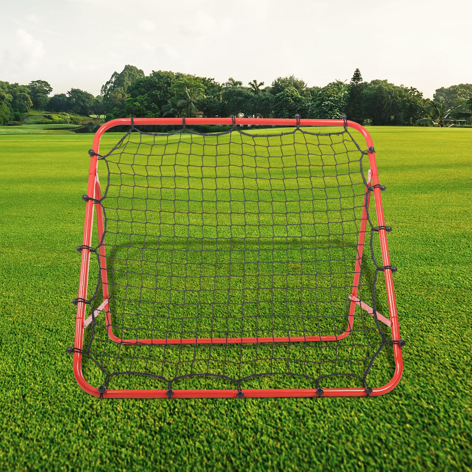 XMTECH Rete Da Allenamento Per Calcio, Rimbalzo Regolabile, 100x100x65 Cm, Rosso, Per Baseball E Basket