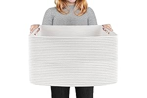 Rectangle Cotton Rope Storage Baskets for Laundry Room Organization