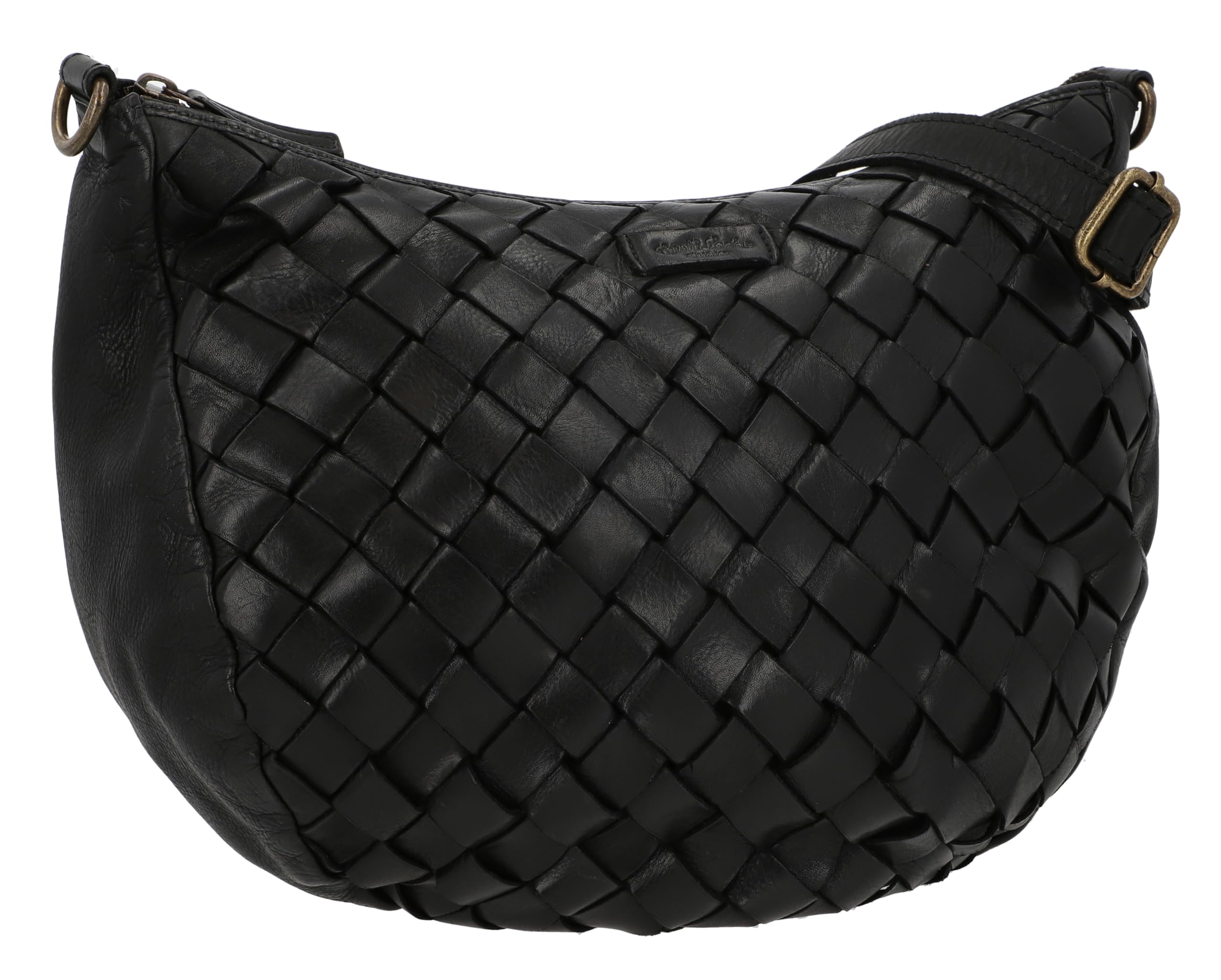 Gusti Leder Umhängetasche Damen - Clover – Halbmondförmige Ledertasche Damen aus Rindsleder - Vintage Umhängetasche Leder mit Retro Flechtdesign