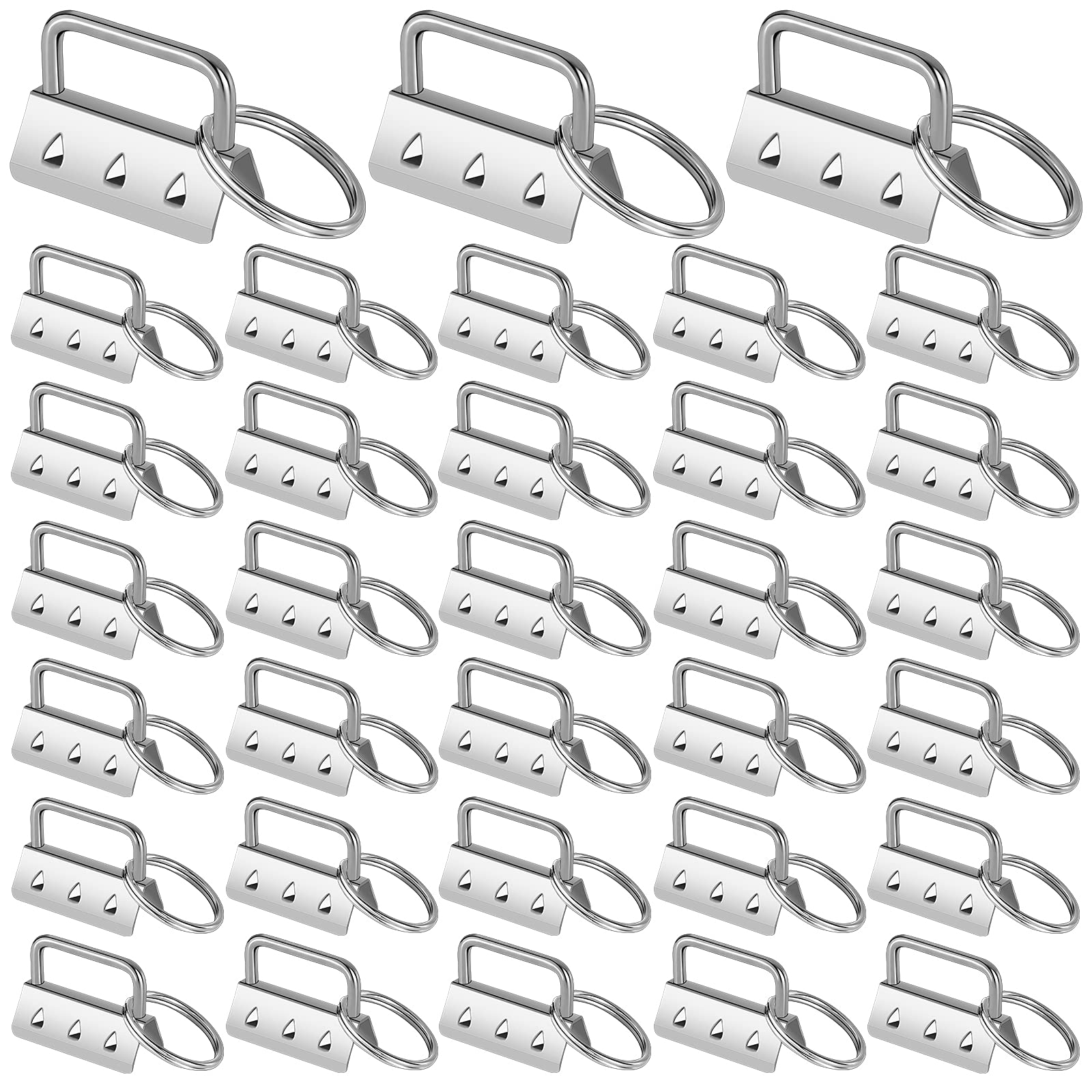 Porte-clés avec anneau fendu de 3,2 cm robuste en acier argenté pour trousseau durable