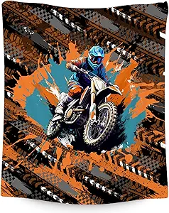 Boys Blankets Motorcycle Blanket Gifts - 60x80 Inch Cozy Soft Dirt Bike Throw for Teens Adults