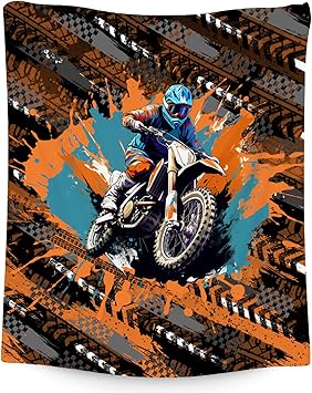 Boys Blankets Motorcycle Blanket Gifts - 60x80 Inch Cozy Soft Dirt Bike Throw for Teens Adults