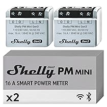 Shelly PM Mini Gen3, Misuratore di Potenza Intelligente WiFi e Bluetooth, 1 Canale, 16A, Domotica, Monitoraggio Energetico in Tempo Reale, Alexa & Google Home, iOS & Android (2 pezzi)