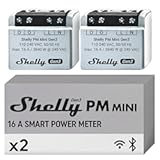 Shelly PM Mini Gen3 &vert; WiFi Smart Power Meter 1 Channel 16 A &vert; Home Automation &vert; Bluetooth Gateway &vert; Compatible with Alexa & Google Home &vert; iOS Android App &vert; No Hub Required &vert; Smart Schedules &lpar;2 Pack&rpar;