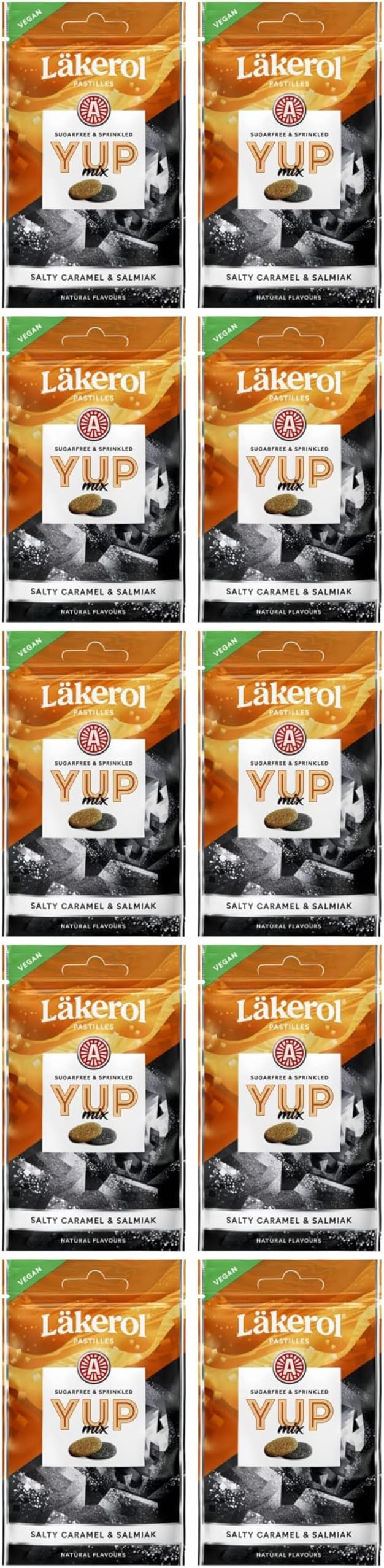 Cloetta Lakerol YUP Mix Salty Caramel & Salmiak Pastilles 10 Packs of 30g