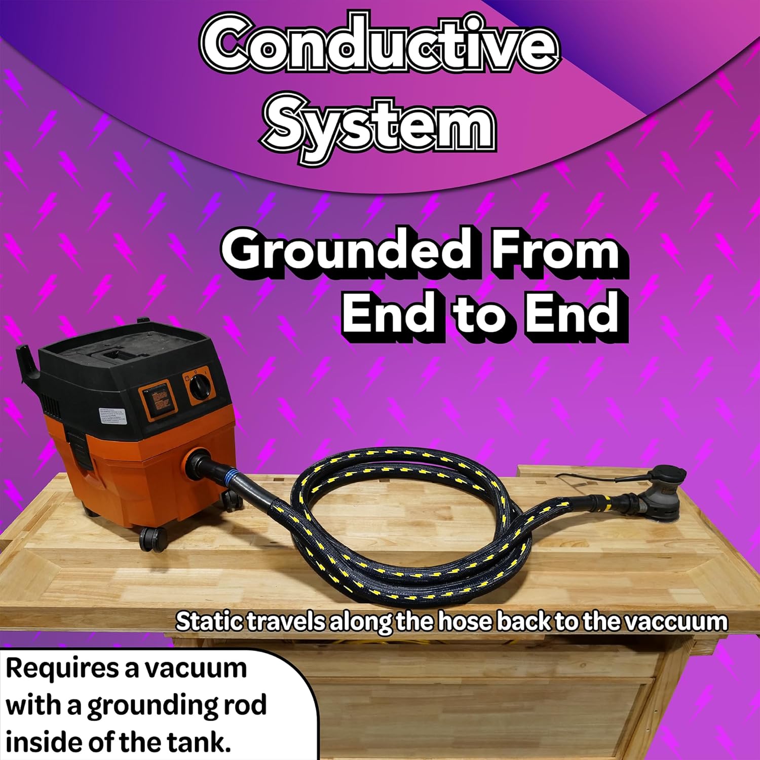 FEIN Turbo I, Static Dissipative Quick Click Separator with Wall Hung Bin, Dissipative Vacuum Connection Hose, Dissipative Adapter and 16 Foot Hose Kit