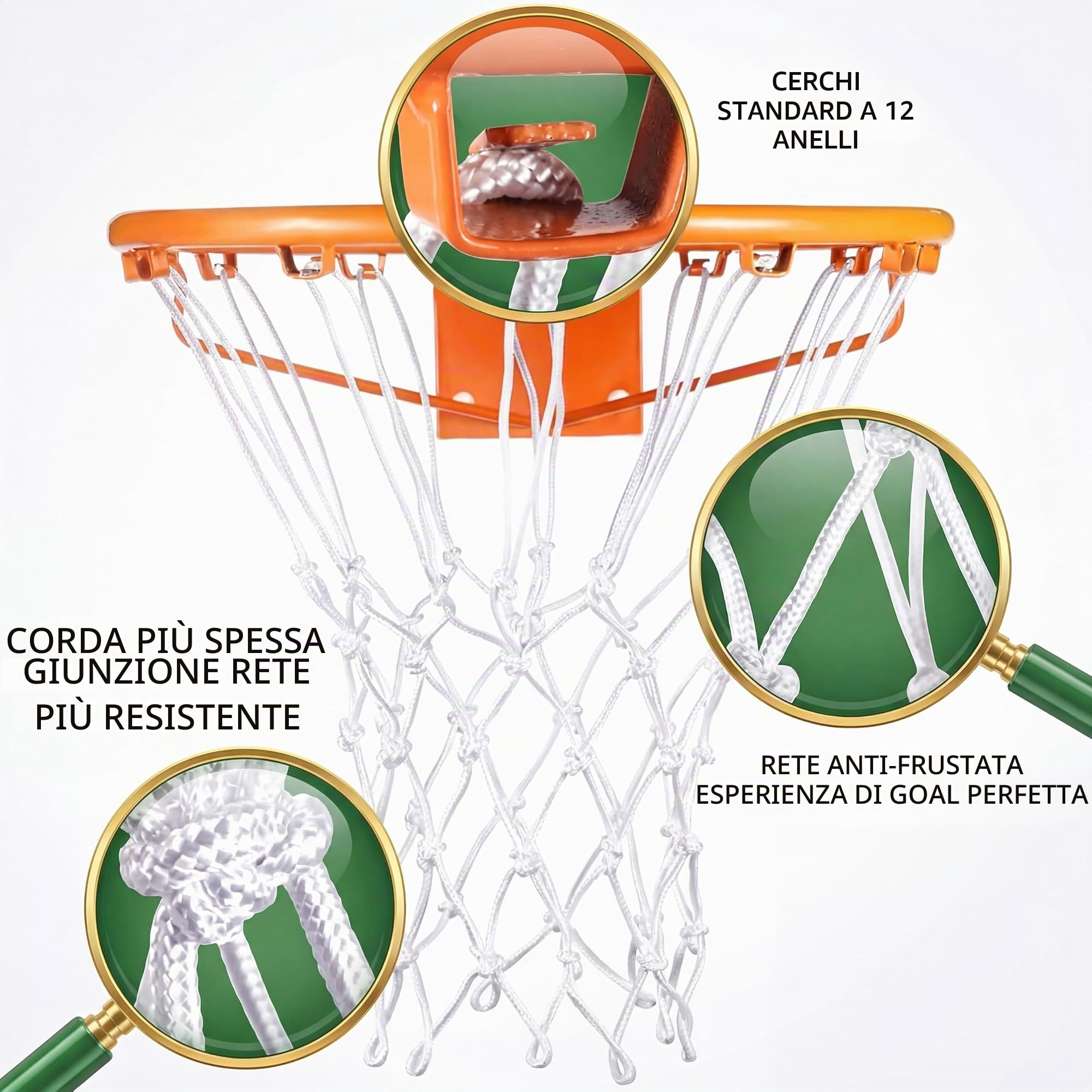 Syhood - Rete da basket di ricambio per tutte le condizioni atmosferiche, adatta a canestri standard per interni ed esterni, 12 passanti