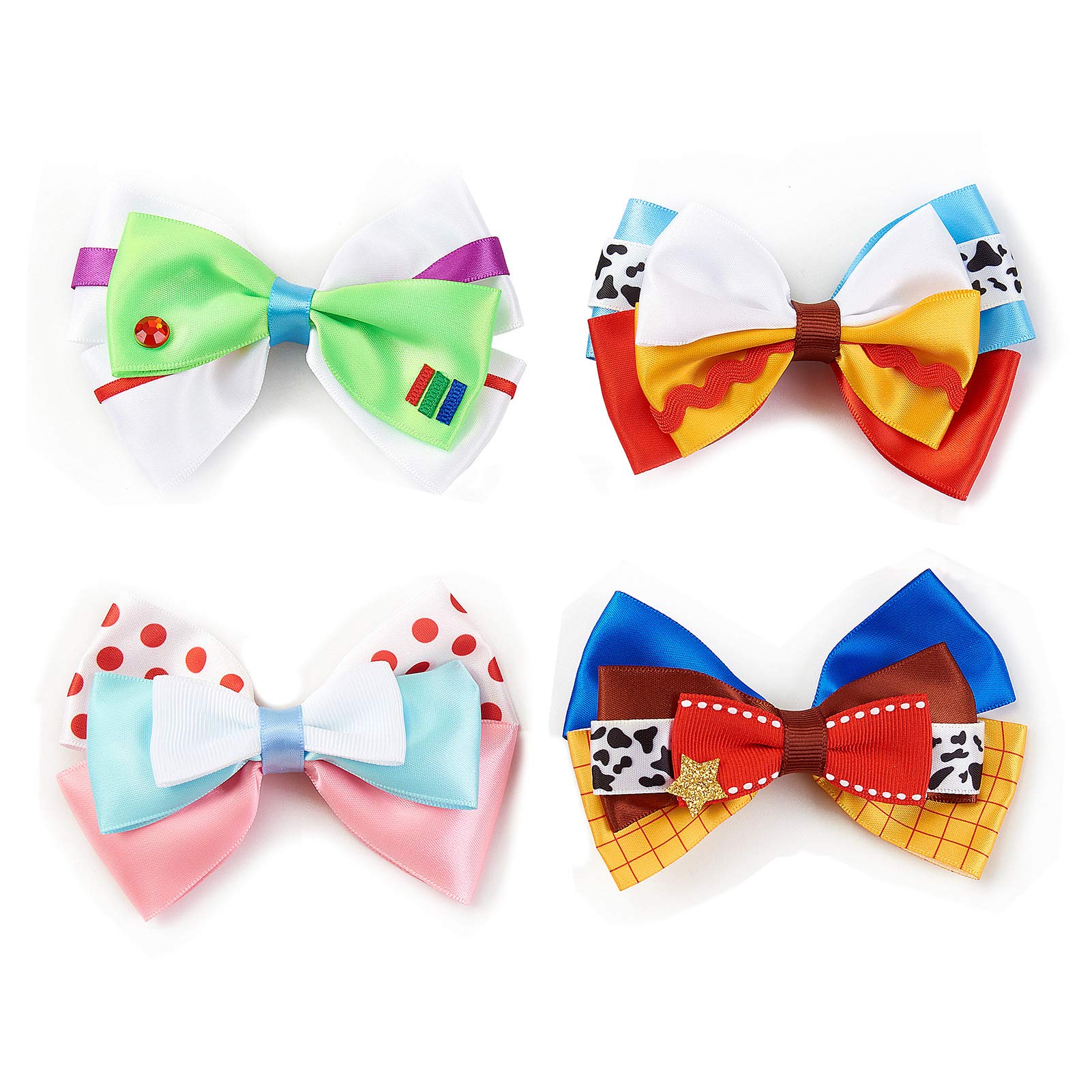 JiaDuo Baby Girls Hair Bow Clips 4pc Birthday Party Hair Accessories 4 Inch