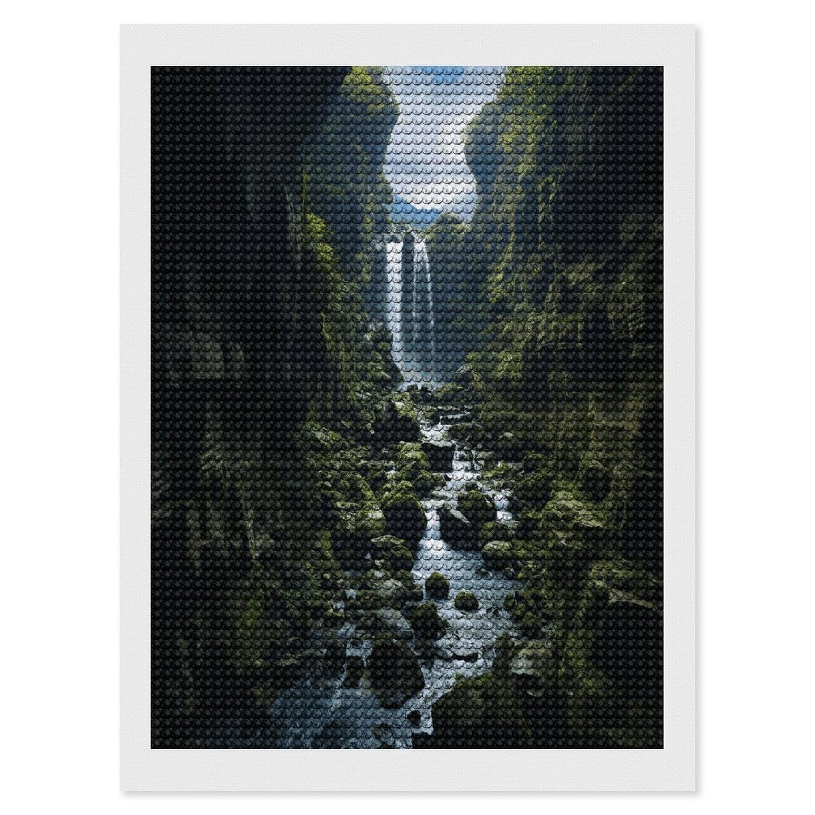 LDGSUPH Waterfall Cliff Diamond Painting Kits for Adults Paint with Diamond Pictures Art DIY Full Drill Diamond Dots Painting Personalized Diamond Photo for Home Wall Decor Gift 12"x16"