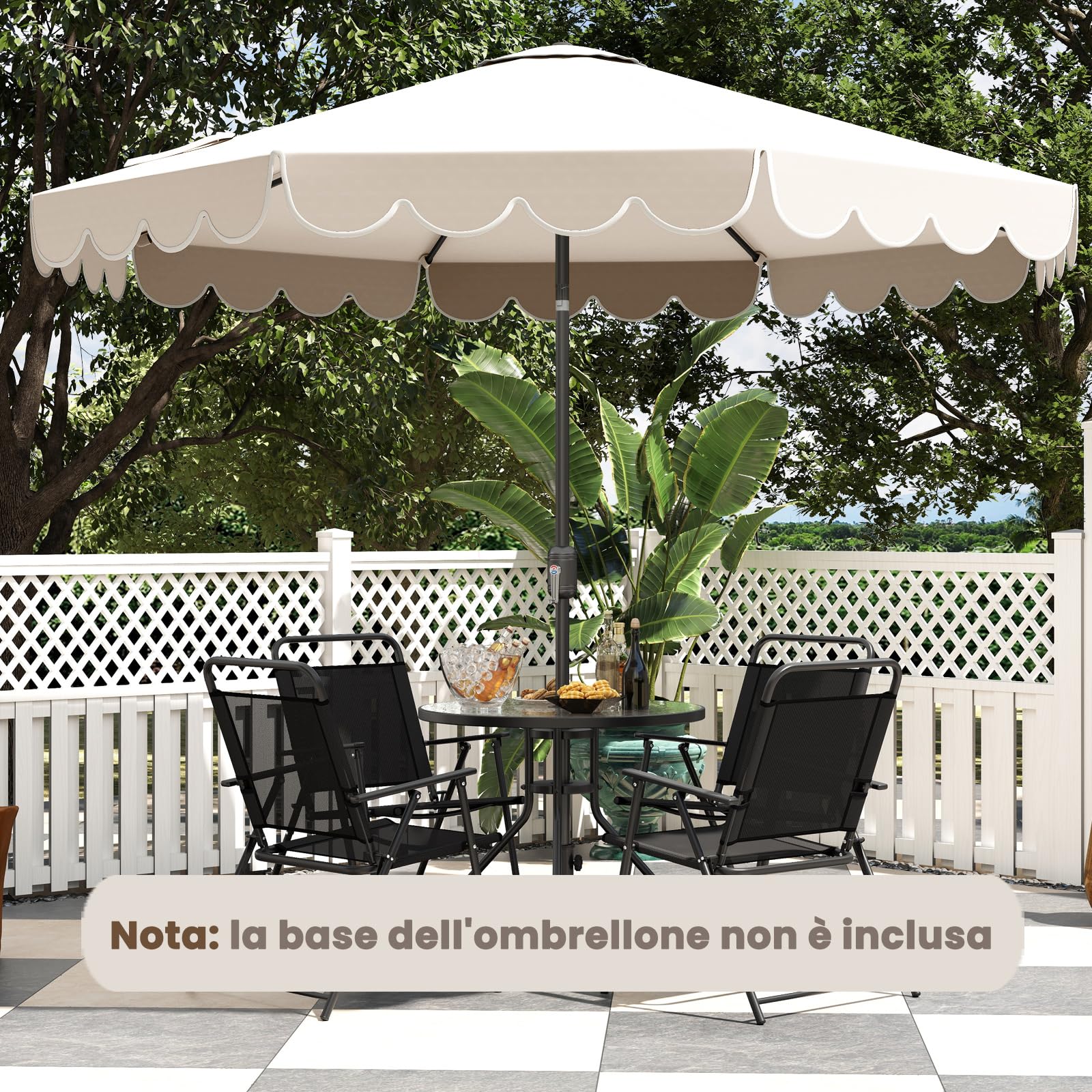 COSTWAY Ombrellone da Giardino 300 cm, con Inclinazione Regolabile, Anti-UV, Manovella, 8 Stecche, Top Ventilato, per Giardino Piscina Patio (Beige)