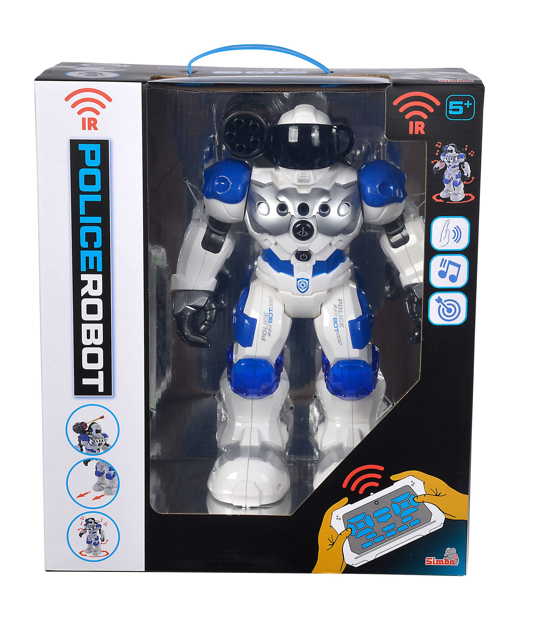 Simba 108042509 Planet Fighter robot z kontrolą podczerwieni, sterowanie gestami, światłem i dźwiękiem, funkcja strzału, różne funkcje ruchu, 32 cm, od 5 lat