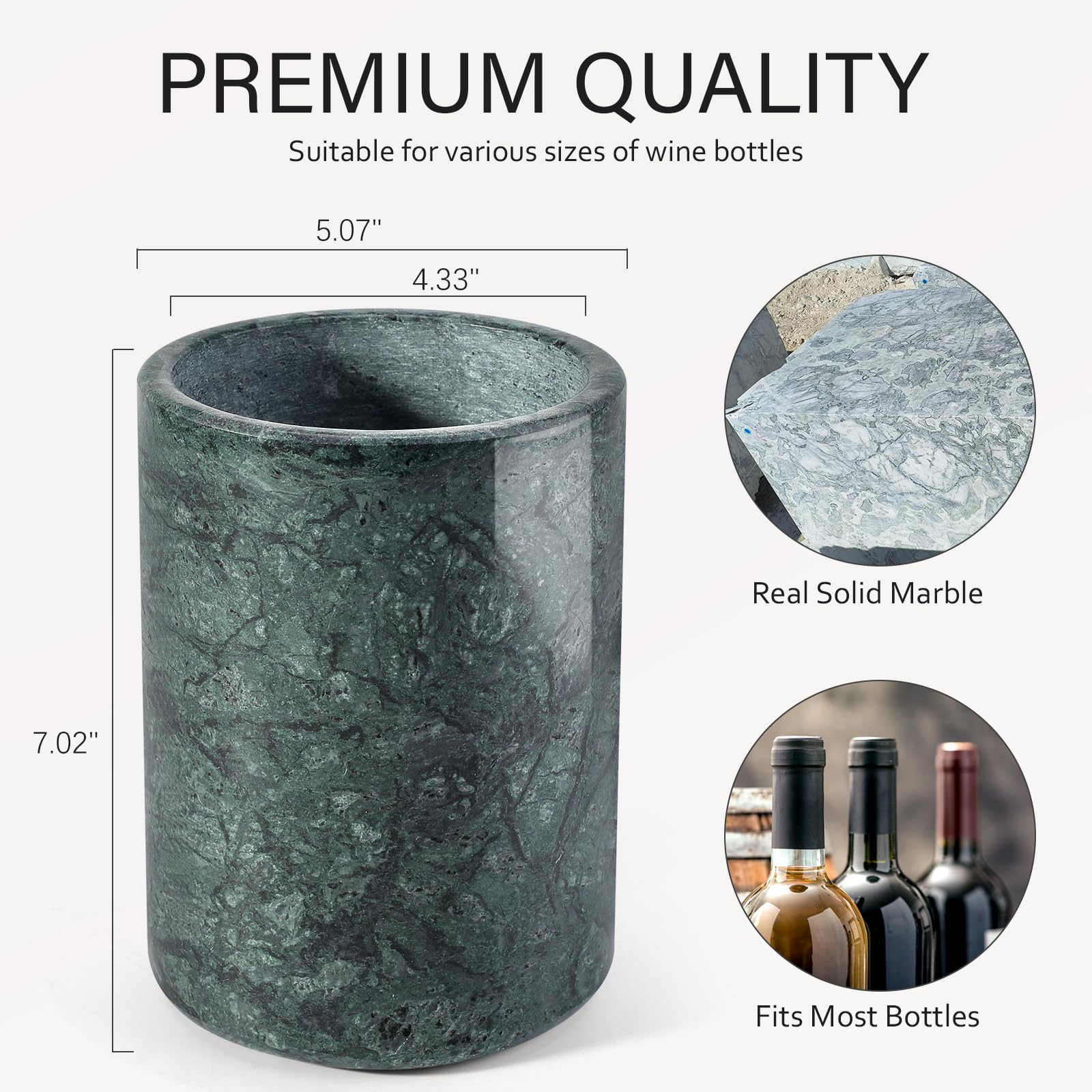 Marble Wine Bottle Chiller Bucket - Versatile Wine Chillers for Bottles - Handcrafted Wine & Champagne Cooler for Parties, Dinner - Stone Kitchen Utensil Holder Ideal for Wine Enthusiasts，Green — Amazon image 2
