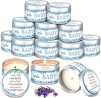 Vista 1 de Funtery 12 velas de fiesta de baby shower para invitados, velas perfumadas de lavanda, velas rústicas para revelación de género (brotes)