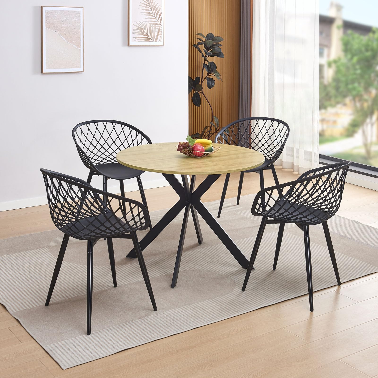 Table à Manger Ronde 100 cm, Moderne Table Ronde Salle Manger, Convient pour Salle à Manger, Cuisine, Salon, Peut accueillir 4-6 Personnes, 100x100x75 cm, Marron