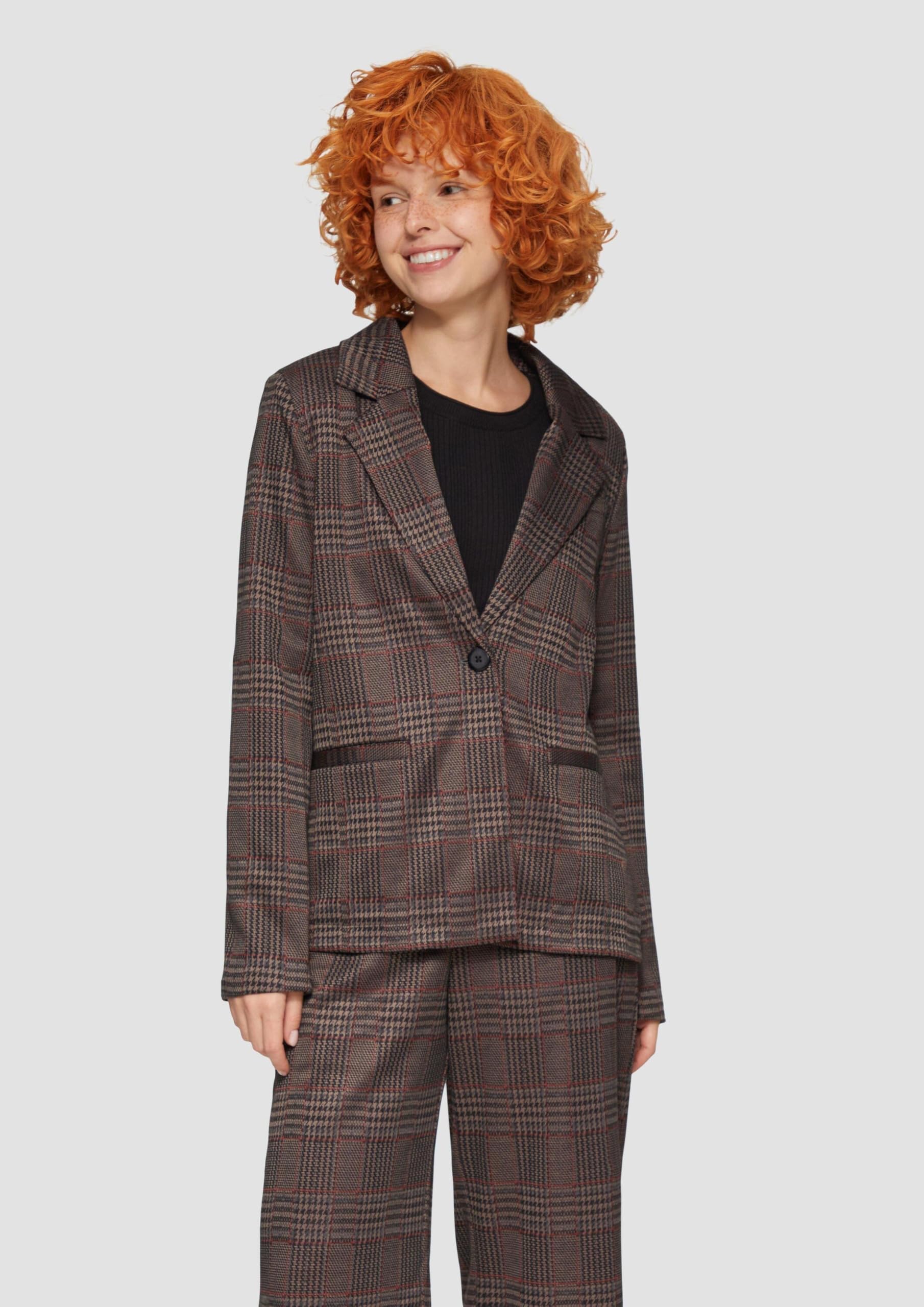 QS Karierter Blazer aus Viskosemix