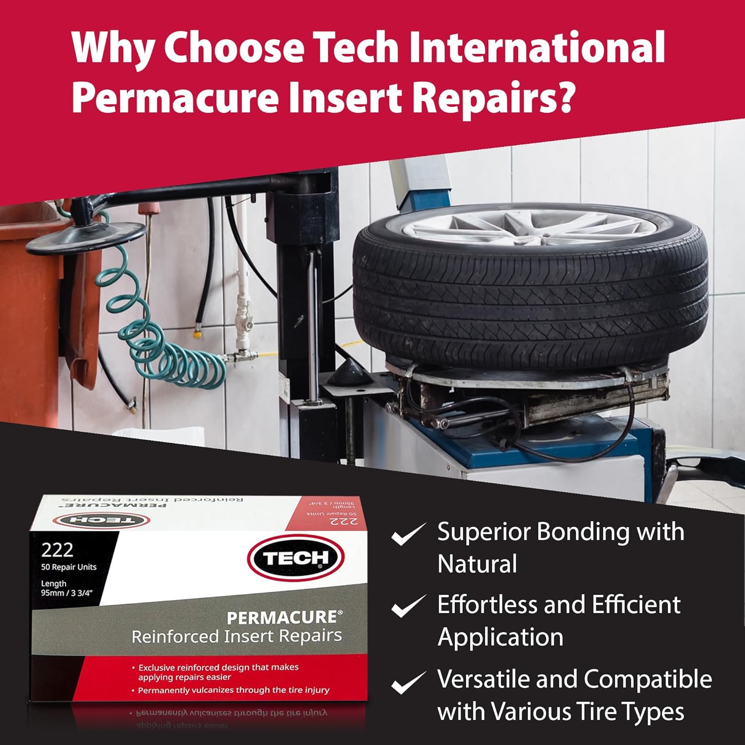 TECH Permacure Inserts – Reinforced Natural Rubber Compatible with Vulcanizing Fluid, Tubeless Sealant, Flat Repair Kits, 3-3/4" (95mm), Blue (Box of 50) for Emergency Puncture Fixes and Patch Kits
