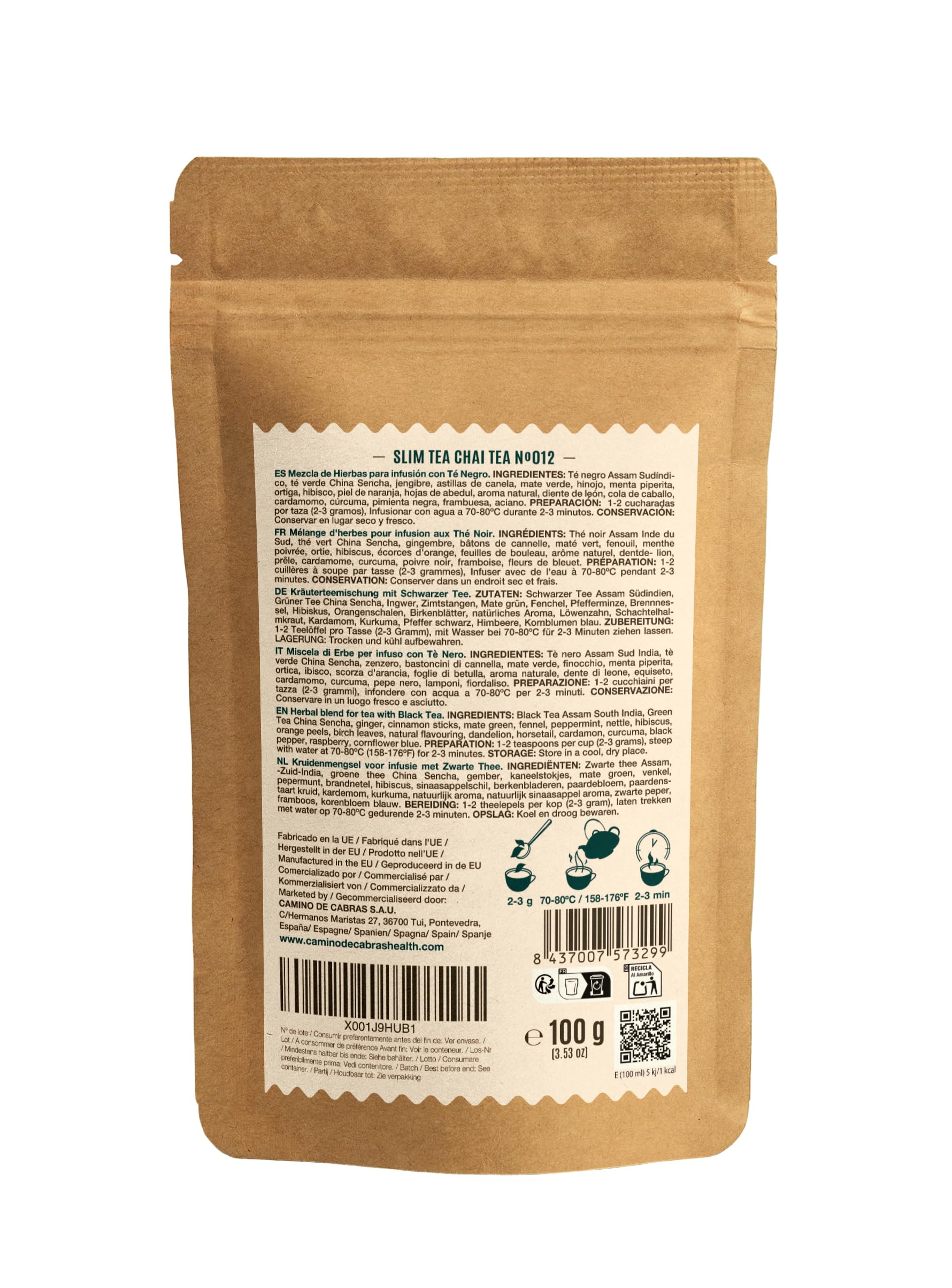 Tisane Confezione Regalo - Te Chai Masala Speziato - Energizzante, Detox - Tè Nero, Curcuma, Zenzero, Pepe Nero, Cannella, Lamponi, Cardamomo - Box 2x 100g - Perfetto per Chai Latte