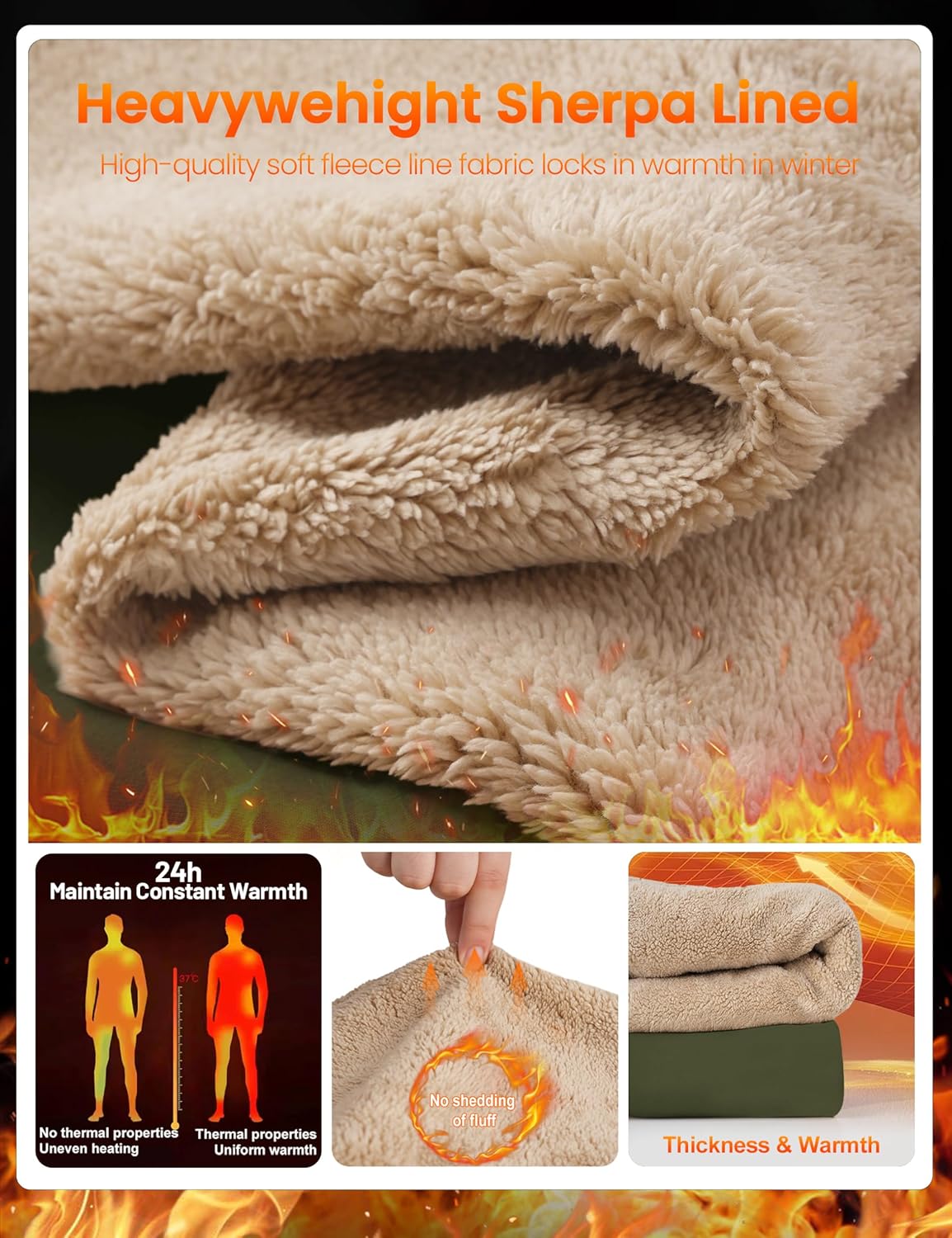 TACVASEN Men's Quarter Zip Fleece Pullover Sweatshirts Sherpa Lined Heavy weight Winter Shirts Thermal Warm Sweaters - Image 4