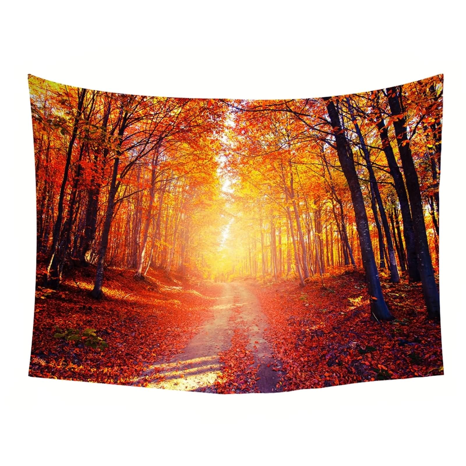 Tapices bohemios occidentales para colgar en la pared, tapices de pared, color naranja, otoño, arce, bohemio, decoración de pared, 200 x 200 cm