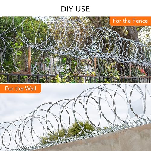 Miniatura 7 de Towallmark Alambre de afeitar de 500 pies alambre de púas de maquinilla de afeitar de 50 pies por rollo alambre de púas de acero galvanizado para