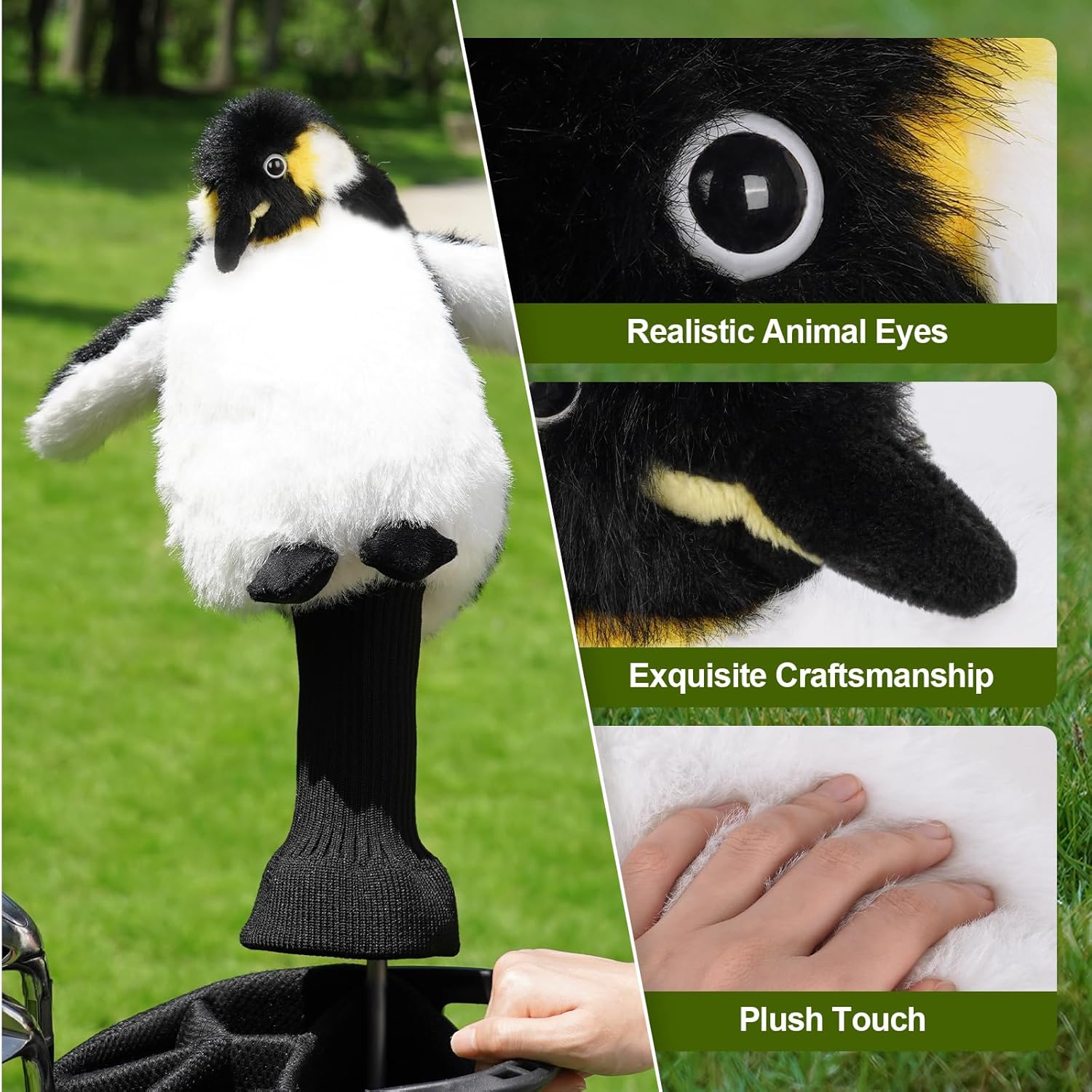Funny Driver Headcover, Plush Golf Club Covers Long Neck, Animal Headcover, Soft Mallard Duck Rabbit Bunny Owl Fish Headcovers for Golf Clubs Fits Men and Women, Driver Headcover Animal for Present
