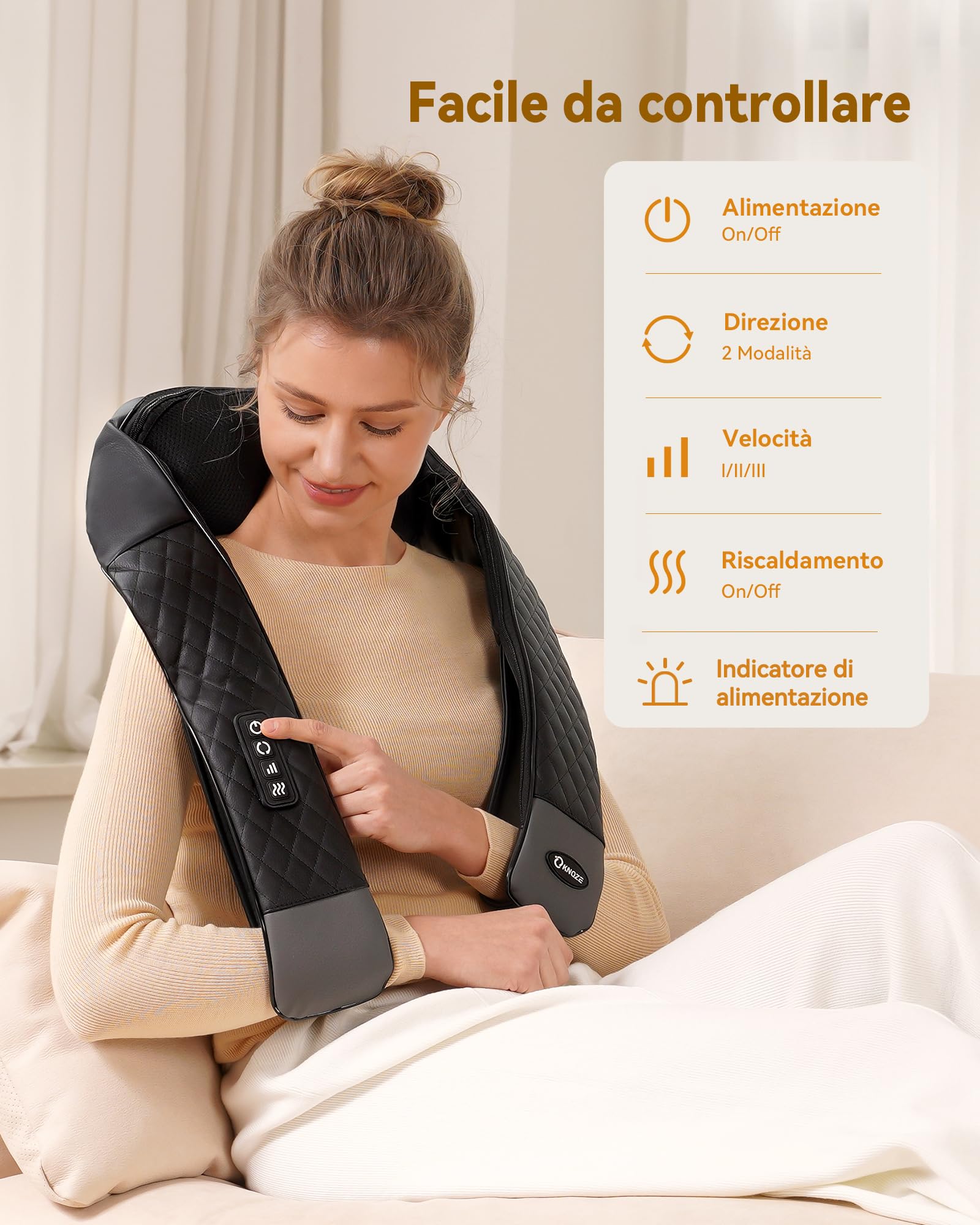 KNQZE® Massaggiatore per il Collo senza fili, Massaggiatore Shiatsu 4D per Collo e Spalle, Allevia la Tensione Cervicale, Massaggio Profondo per Collo, Spalle e Schiena