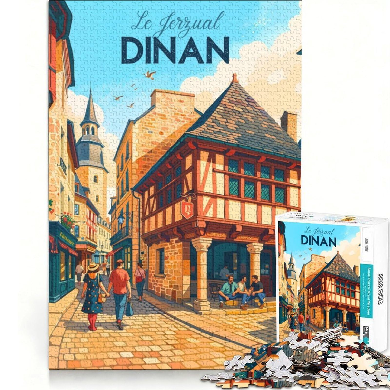 Jigsaw Puzzle 1000 Piece for Teenagers Affiche Dinan, Brain Teaser Game, Precision Cutting, Unique Birthday And Xmas Gifts 38x26cm