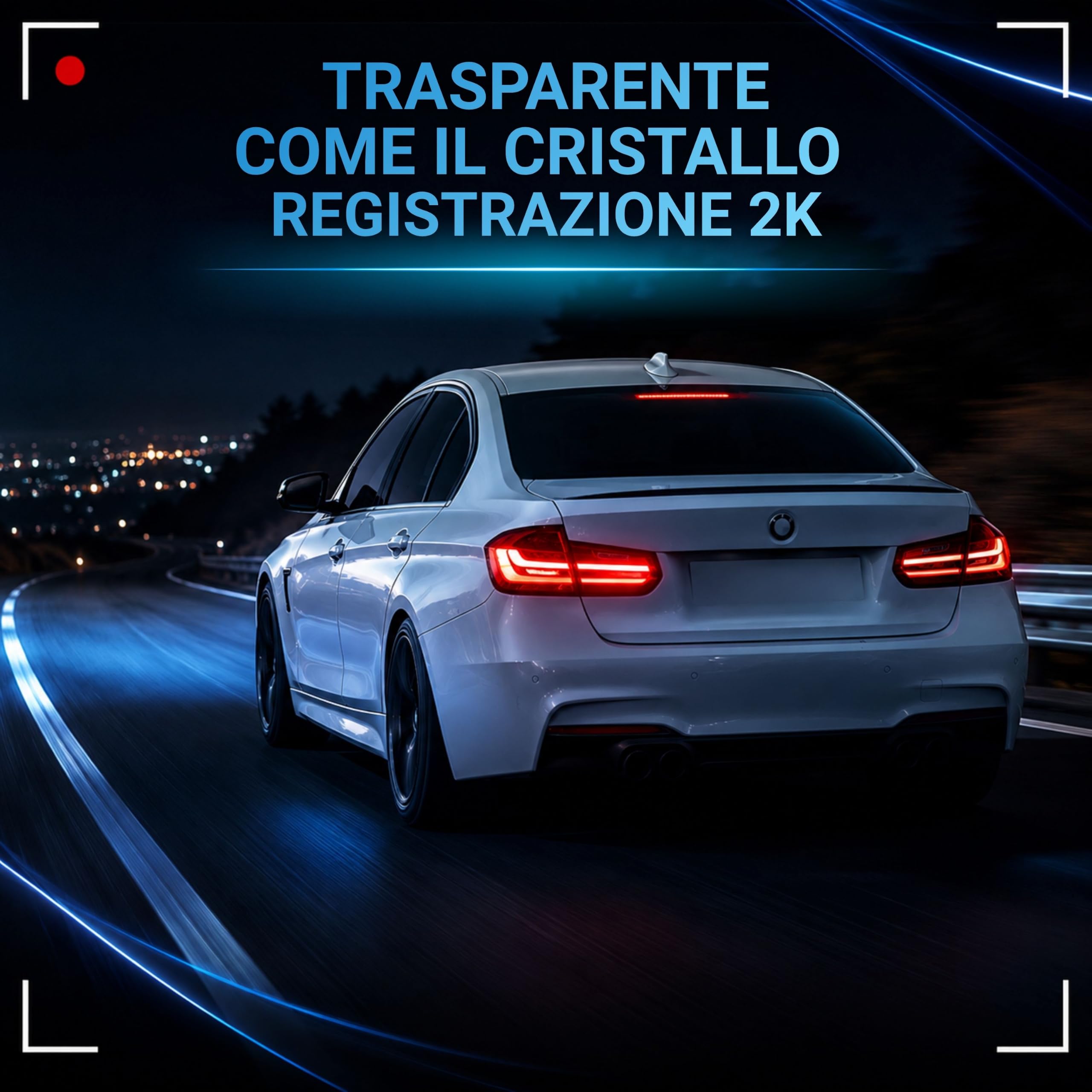AutoSky Dashcam 2K Ultra HD 1440P Telecamera Auto WiFi, Grandangolo 140°, Controllo via App, Visione Notturna, Sensore G Rilevamento Urti, Registrazione Loop, Design Compatto ADC-201, Nero