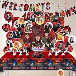 82-Piece Stranger Party Decorations Set — Upside Down Theme Birthday Supplies with Big Backdrop and Balloon Arch Kit for Fans