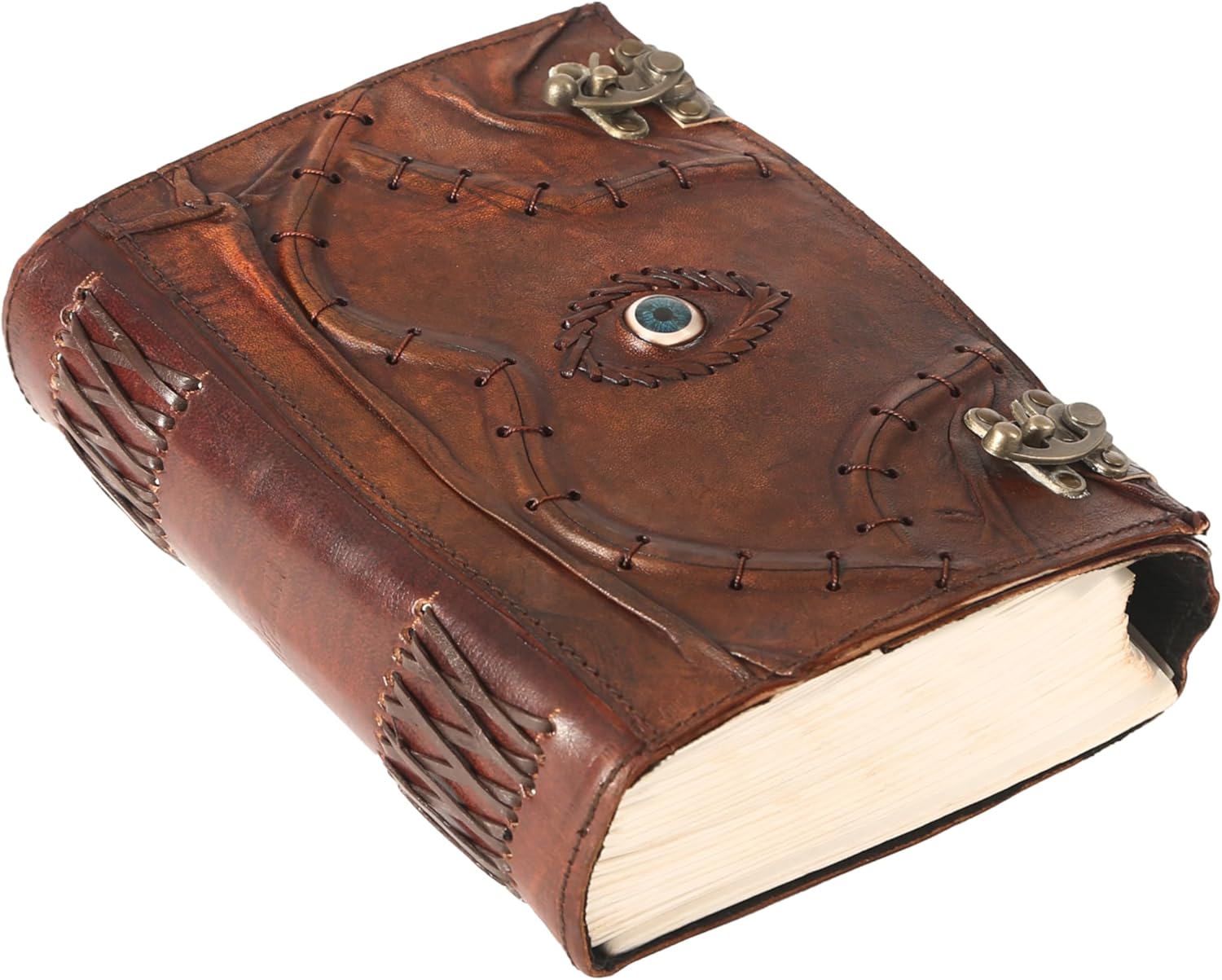 TUZECH 600 Pages Handmade Large Leather Journal Diary Embossed Tree of Life Book Of Shadows Notebook Writing Seven Chakra Grimoire Sketchbook 7 x 10 Leather Bound (Brown Hocus Pocus)
