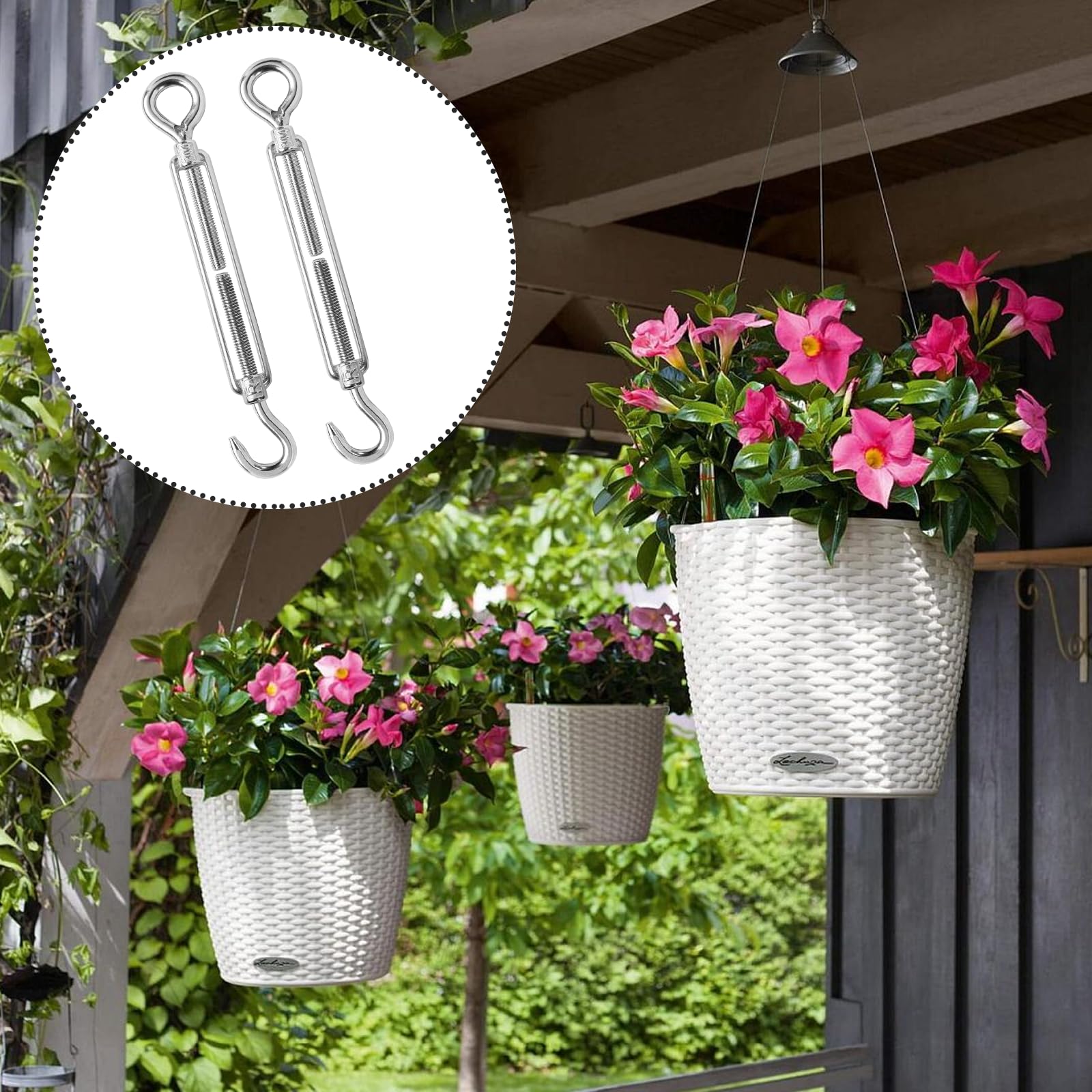 Lot de 6 tendeurs à crochet et œillet M8 en acier inoxydable 304, tendeur réglable pour câble et corde à linge