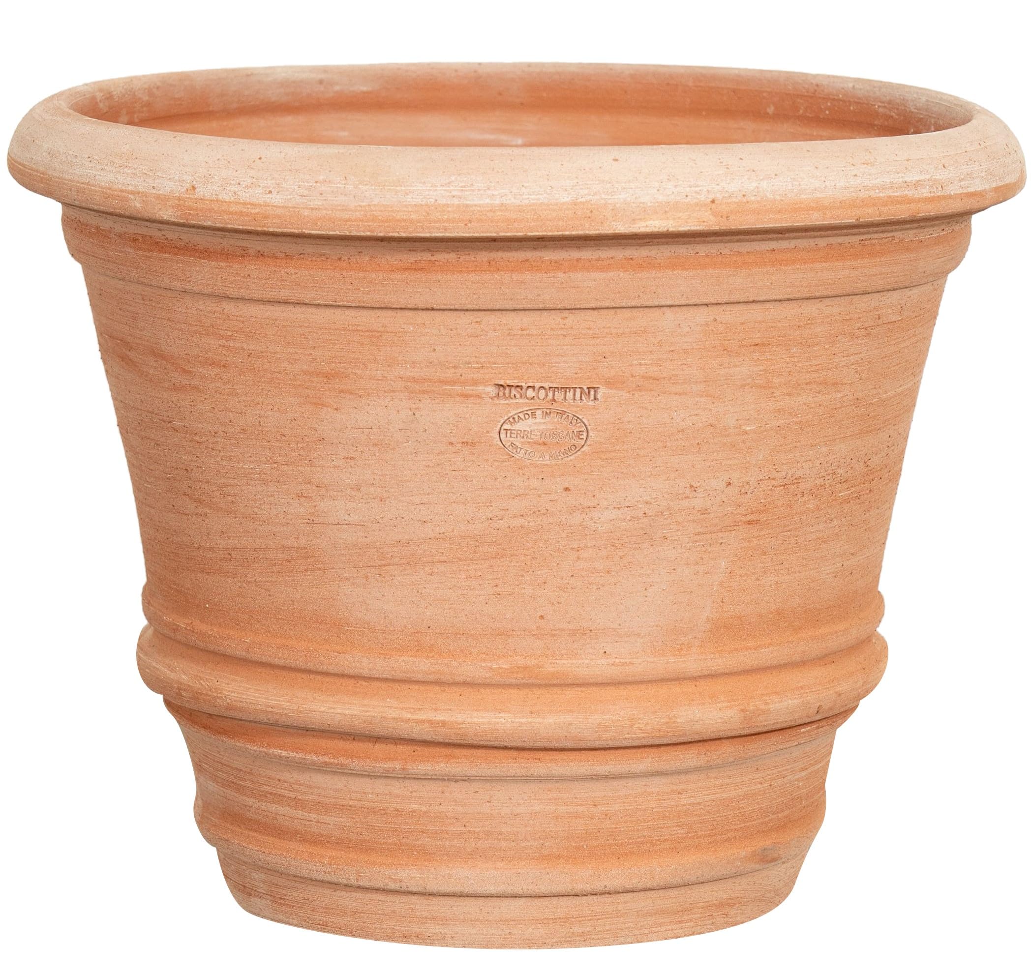 Biscottini Vaso in Terracotta artigianale 40x40x30 cm - Vaso da Esterno e Interno rotondo - Vasi Grandi Made in Italy - Vasi per fiori Esterno - Fioriera per piante Terracotta - Fioriera balcone